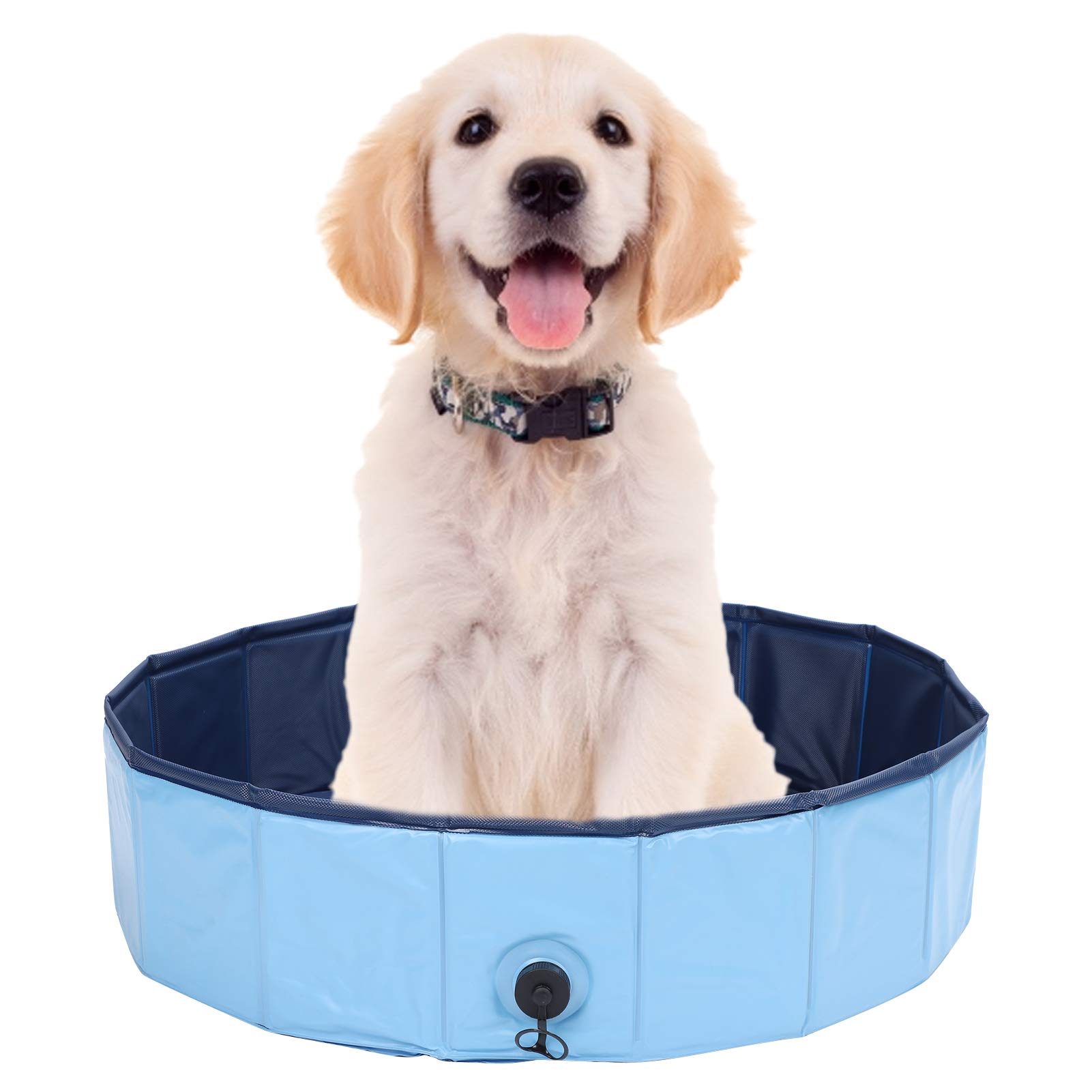 EVTSCAN Foldable Pet Swimming Pool - Portable PVC Dog & Cat Bath Tub, Non-Slip Collapsible Pet Bath Pool for Indoor & Outdoor Use, Leakproof Design (Large, Blue) - Perfect for Backyard, Beach, Travel & Home Bathing