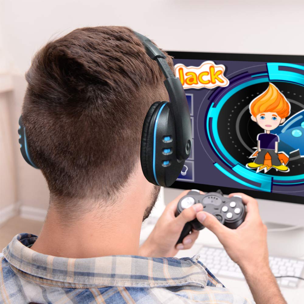 DaKuan 3.5mm Gaming Headset with Microphone - Over Ear Noise Cancelling Headphones for PC, PS4, Xbox One - Volume Control & Bonus 3.5mm Adapter Included - Perfect for Gaming, Streaming & Online Classes