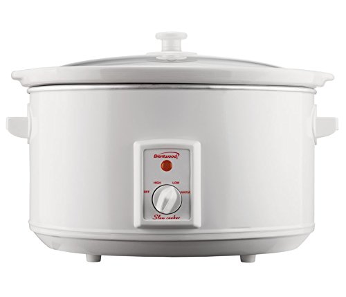 Brentwood SC-165W 8-Quart White Slow Cooker | Programmable Digital Crock Pot for Soups, Stews & Family Meals | Perfect for Home Cooking & Entertaining