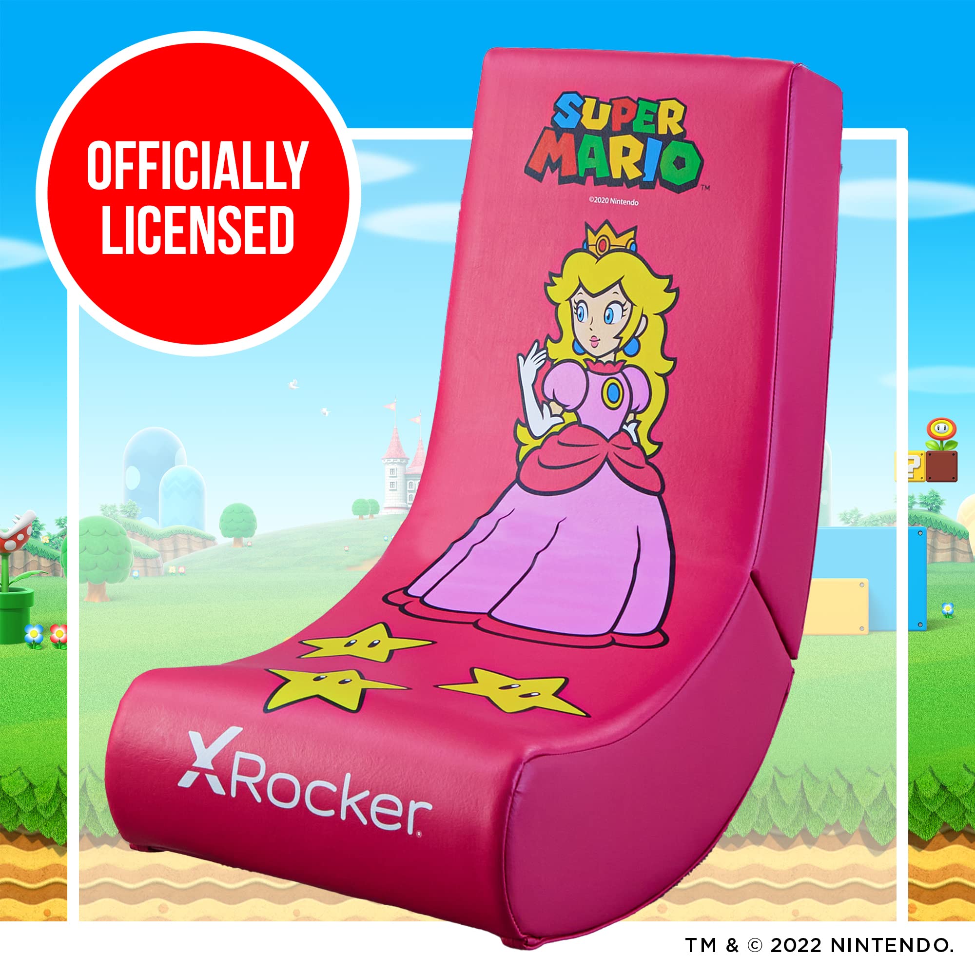 X Rocker Nintendo Video Gaming Chair for Kids 5-17 - Floor Rocker with Mario, Bowser, Peach & Luigi Designs - Perfect Gifts for Teen Gamers, Boys & Girls - Ideal for Bedroom, Game Room & Movie Nights