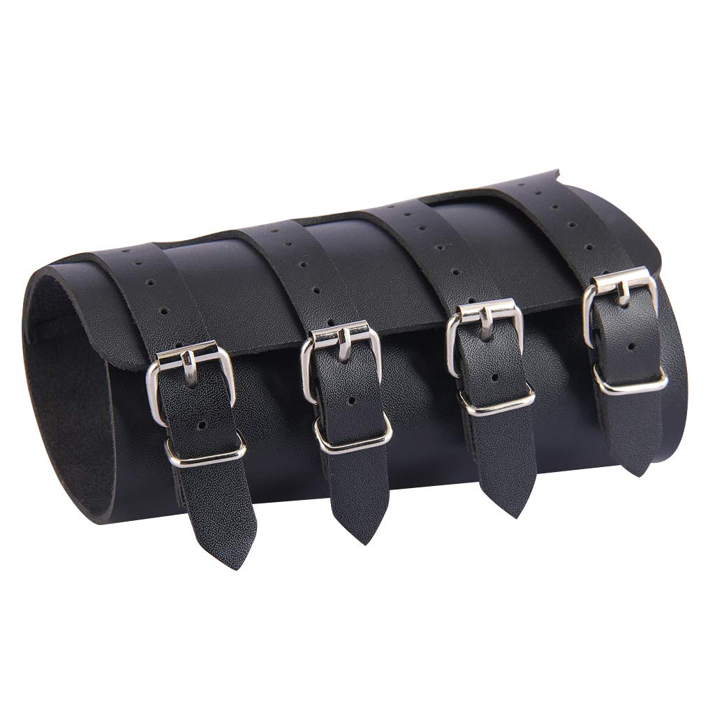 AZORA Genuine Leather Gauntlet Wristband - Medieval Bracers Armor Set with Adjustable Buckle (2 Pieces) - Perfect for LARP, Cosplay, Renaissance Fairs & Historical Reenactments