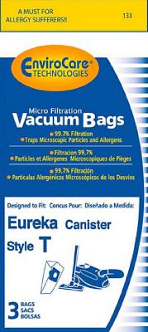 Eureka 970A Canister Vacuum Bags - 3 Pack Generic Replacement for 970 Series Type T (Part #133) - Ideal for Home Cleaning & Pet Hair Removal