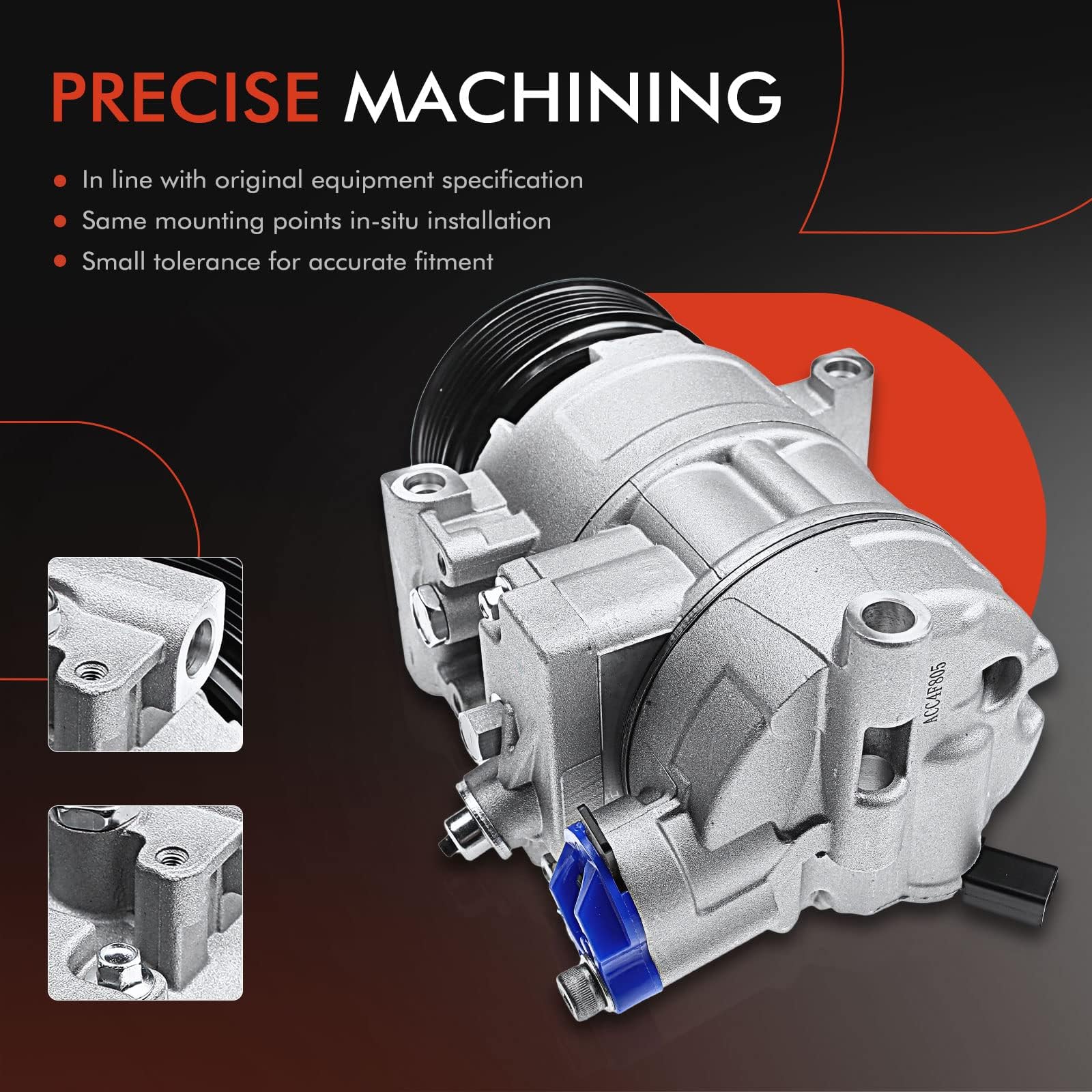 Premium AC Compressor with Clutch for 2007-2009 Audi A4 2.0L & A4 Quattro 2.0L Turbocharged - Direct Replacement Part for Smooth Cooling Performance | Perfect for Summer Driving & Long Road Trips