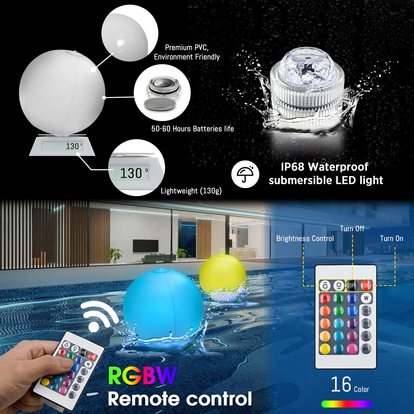 4 Pack LED Light Up Beach Balls for Kids - 12