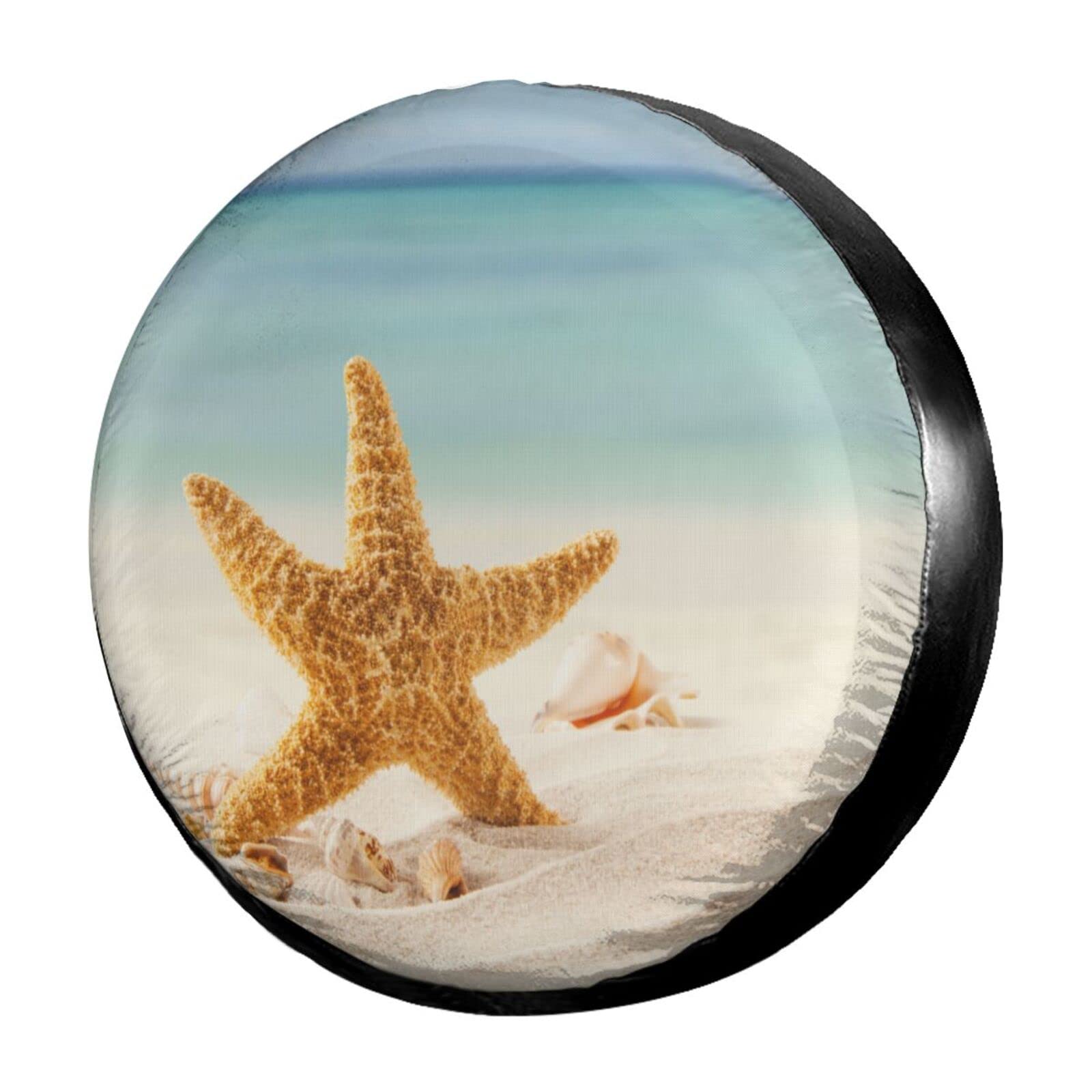 17 Inch Waterproof Beach-Themed Spare Tire Cover for Trailers, RVs & SUVs - Tropical Sea Design with UV Protection | Perfect for Road Trips, Camping & Outdoor Adventures