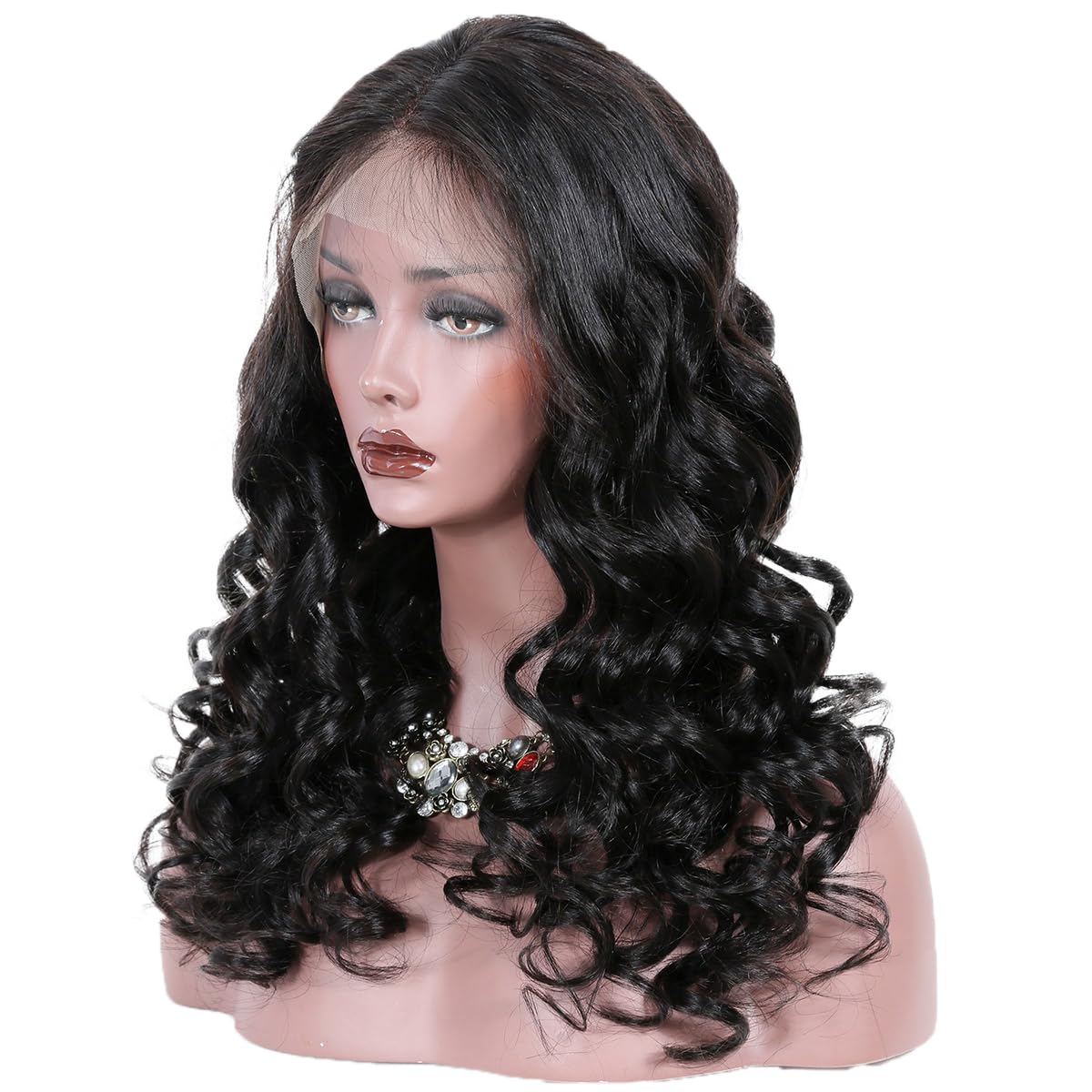 360 Lace Front Wigs Human Hair Pre Plucked Bouncy Body Wave Brazilian Virgin Hair Wig - Glueless 16 Inch Loose Body Wave 360 Lace Wigs for Black Women (Natural Color) - Perfect for Daily Wear, Parties & Special Occasions