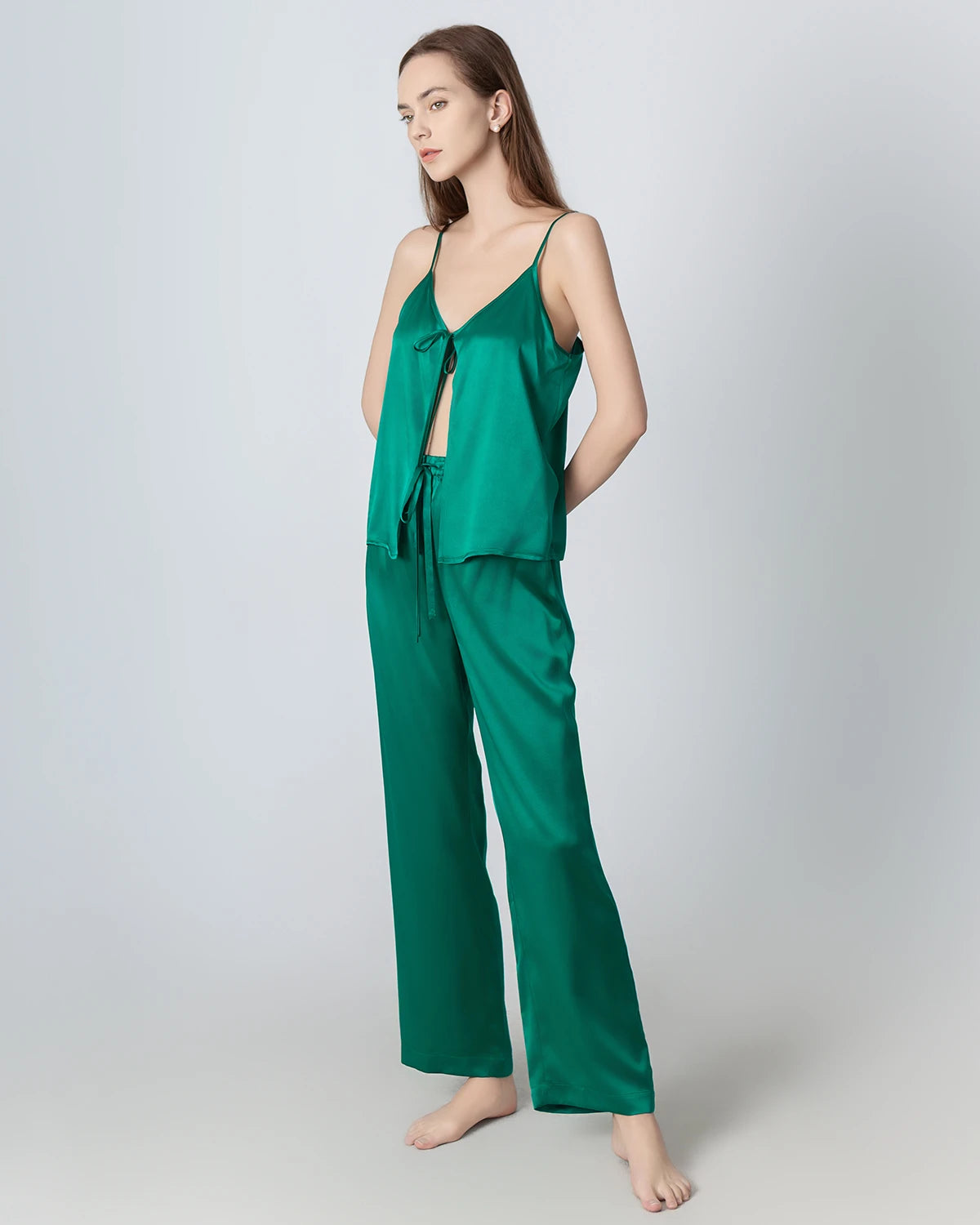 Silk V-Neck Camisole Pajama Set for Women - Soft & Comfortable Sleepwear for Nightwear, Loungewear, and Relaxation at Home