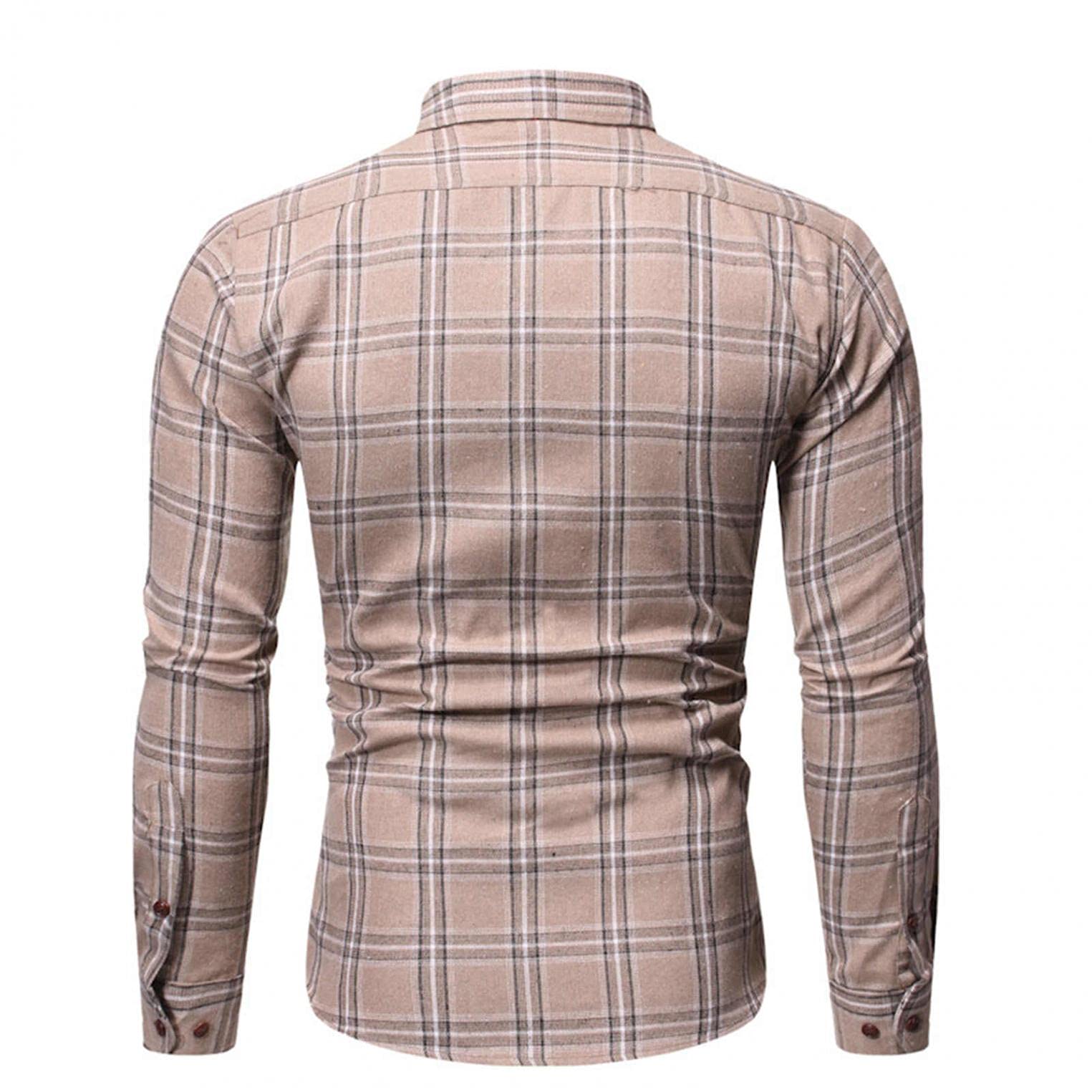 Burband Men's Long Sleeve Slim Fit Brushed Plaid Flannel Shirt - Button Down Business Casual Dress Shirt for Office, Date Night & Fall Layering