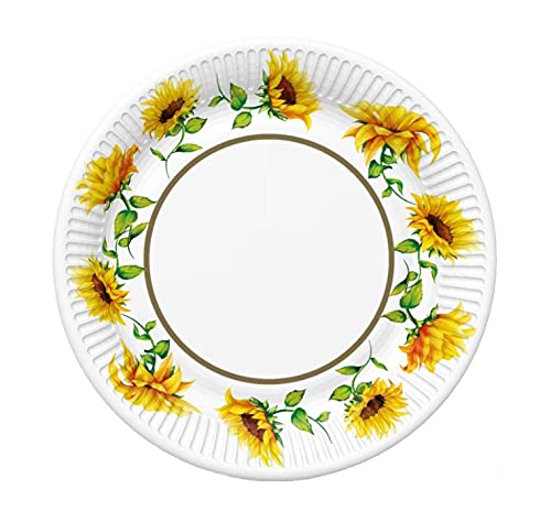 Sunflower Party Supplies Set for 16 Guests - Disposable Paper Plates, Dinner Plates, Dessert Plates, Paper Cups & Napkins - Eco-Friendly Summer Party Decor for Weddings, Birthdays & Outdoor Gatherings
