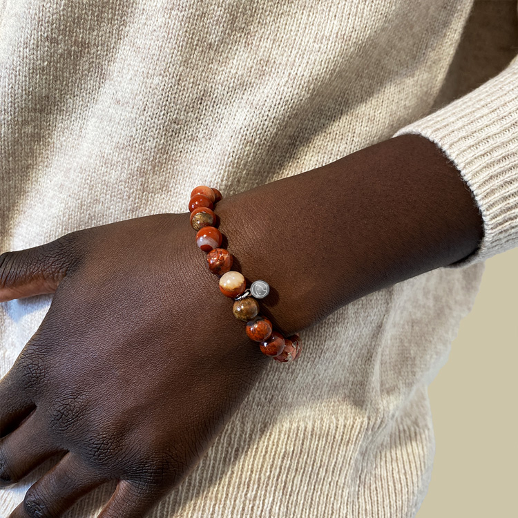 Red Jasper Bracelet for Women - Natural Stone Healing Crystal Jewelry for Stress Relief & Positive Energy - Perfect for Meditation, Yoga & Spiritual Gifts