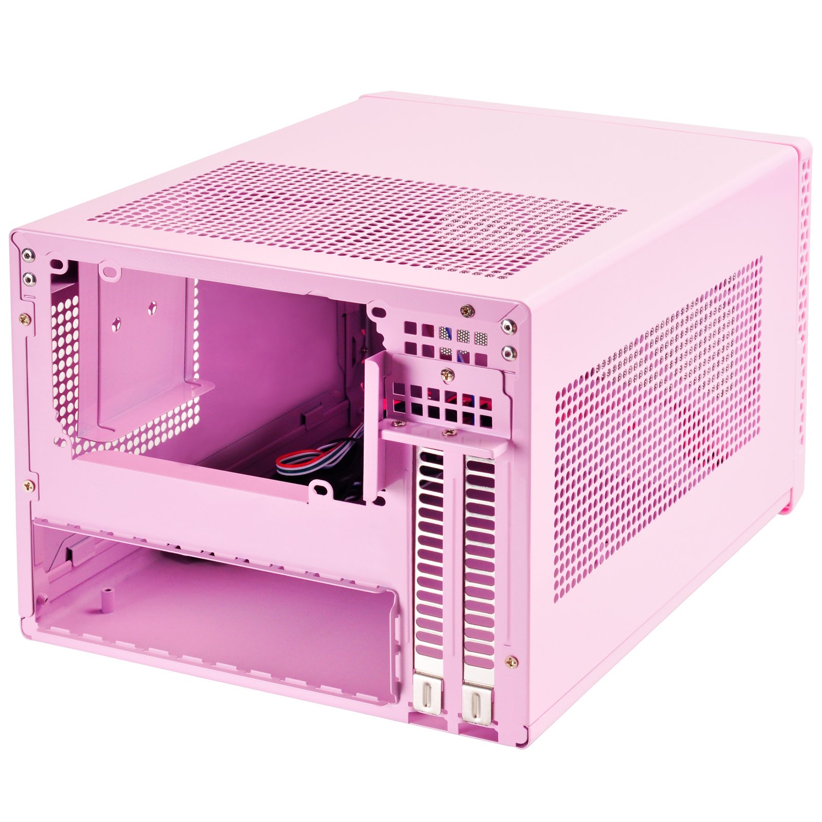 SilverStone Technology SG13P Ultra Compact Mini-ITX Computer Case - Pink | Space-Saving Small Form Factor PC Enclosure for Home Office, Gaming & HTPC Builds