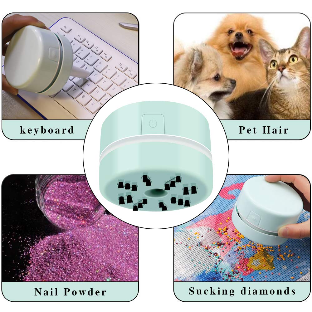 Diamond Jewelry Tools & Accessories - Mini Handheld Vacuum Cleaner for Desk & Jewelry Cleaning | Portable Green Vacuum for Dust & Debris Removal at Home or Office