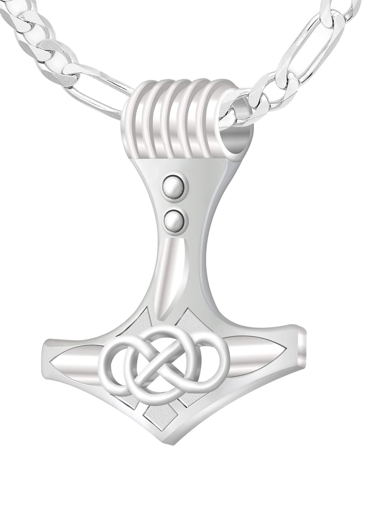 925 Sterling Silver Thor's Hammer Pendant Necklace - 43mm Viking Jewelry for Men, Norse Mythology Inspired Jewelry - Perfect for Viking Lovers, Cosplay, and Gift Giving