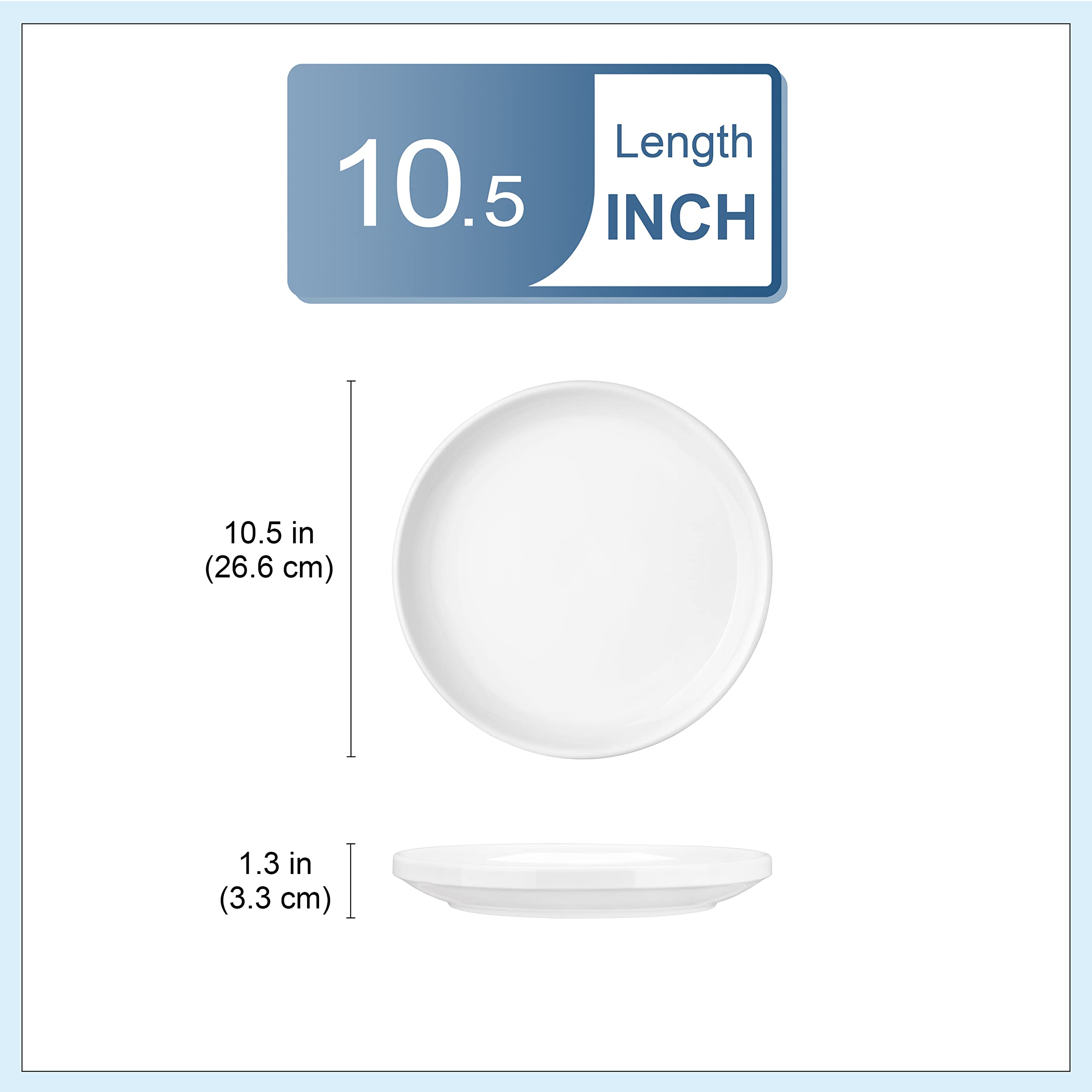 LOVECASA 6-Piece White Porcelain Dinner Plates Set - 10.5