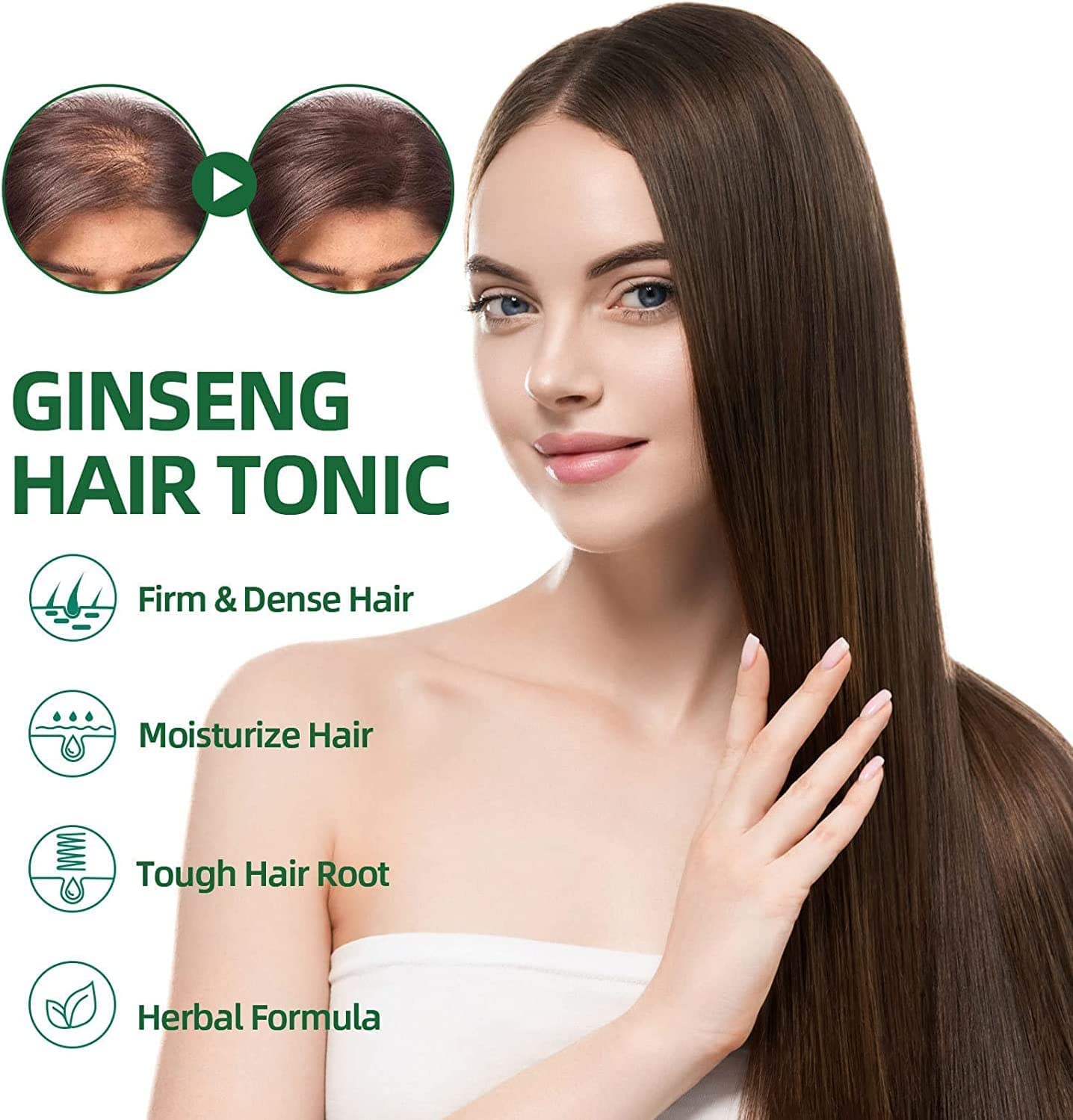 KORTIN Korean Red Ginseng Hair Regrowth Spray - Natural Herbal Hair Growth Serum for Women & Men with Ginger Extract (2 Pack) | Stimulates Hair Follicles & Reduces Hair Loss for Thicker, Healthier Hair