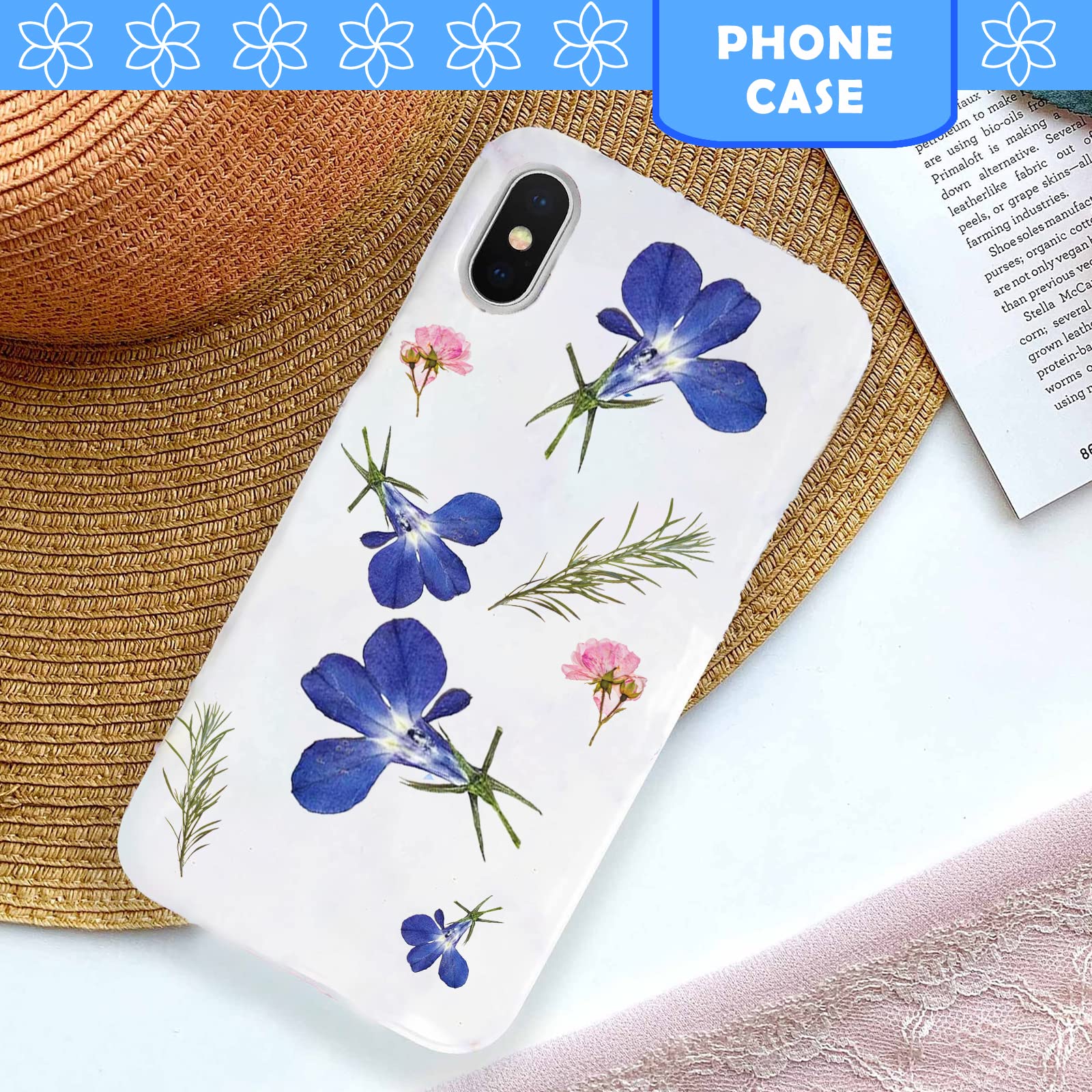 60PCS Natural Blue Pressed Dried Flowers for Resin Crafts, Jewelry Making, DIY Phone Case & Candle Decor - Perfect for Wedding Invitations, Scrapbooking & Home Decoration