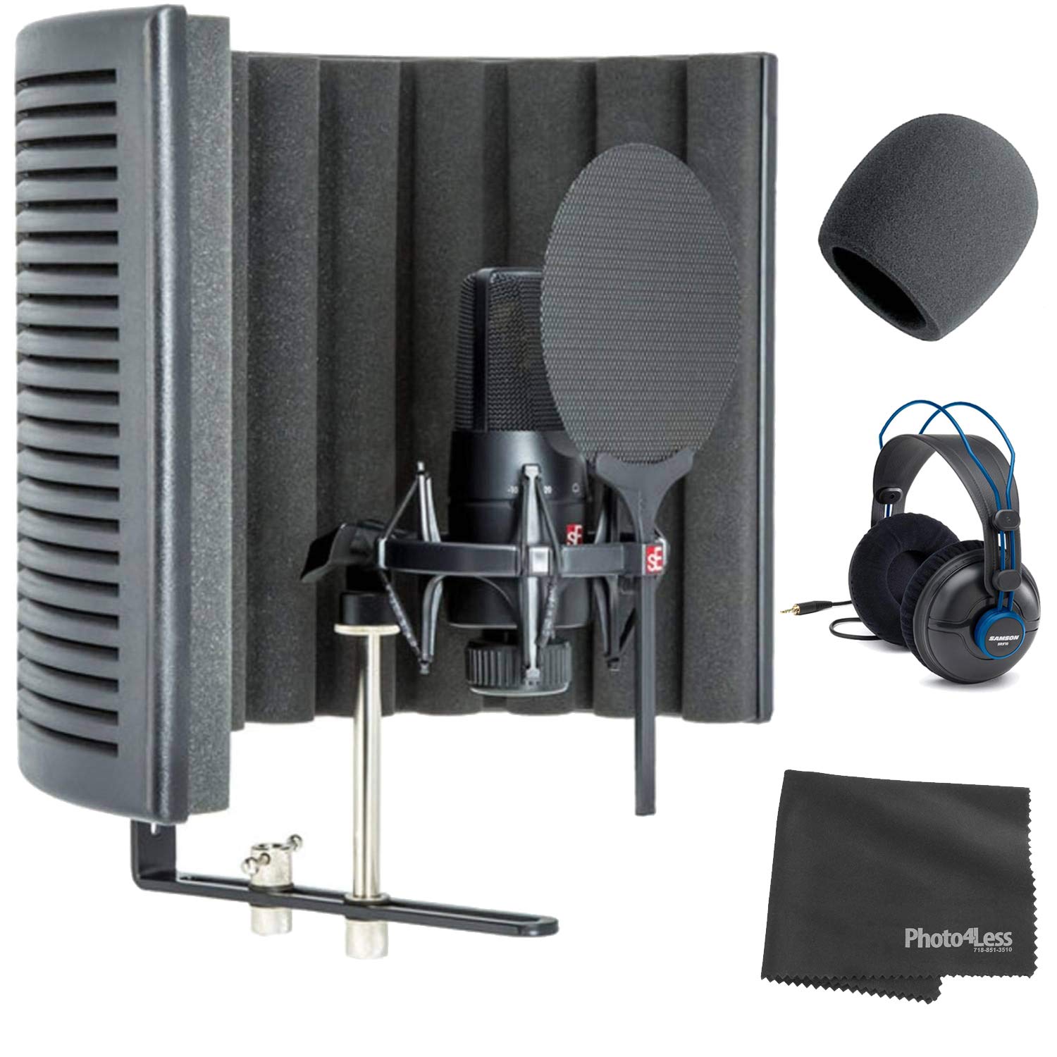 SE Electronics X1-S-Studio-Bundle Condenser Microphone Kit with Reflexion Filter X, Shock Mount, Cable Pack, Studio Headphones, Windscreen & Cleaning Cloth - Perfect for Home Recording, Podcasting & Voice Overs
