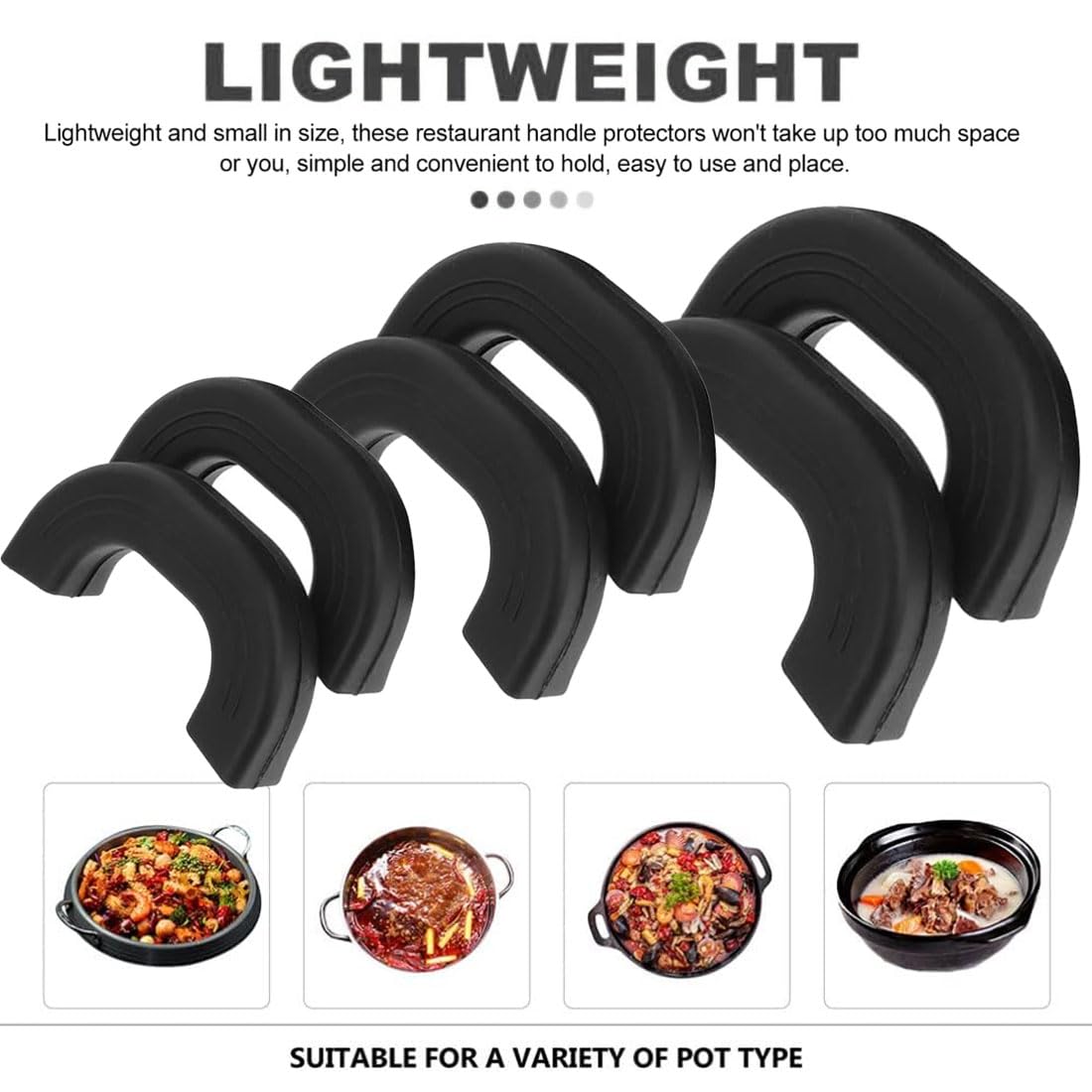 LEEQBCR 6-Piece Silicone Pot Handle Holders Set - Heat Resistant & Non-Slip Cookware Grips for Pans & Pots - Safe & Comfortable Kitchen Accessories for Cooking, Baking & Serving (Black)