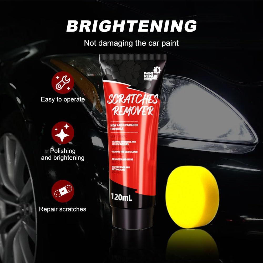 2024 Upgraded Car Scratch Repair Wax Kit - Scratch Remover Paste & Polishing Wax with Sponge for Cars, Trucks, SUVs - Restores Paint on Various Surfaces - Perfect for DIY Auto Detailing & Minor Scratch Removal (1pc)