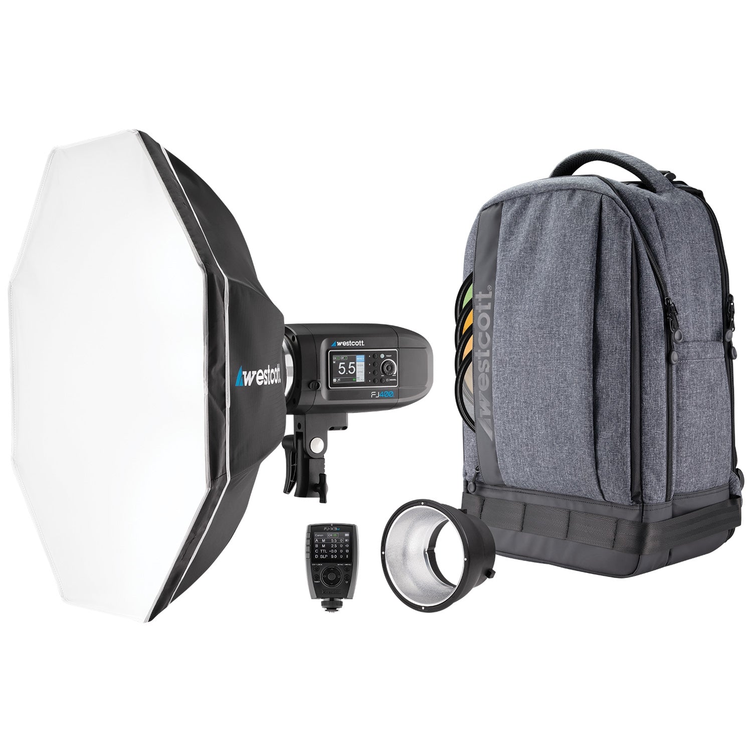 FJ400 Strobe Light Backpack Kit - Professional Photography Lighting for Outdoor & Studio Shoots - Perfect for Travel, Events, and On-the-Go Photographers