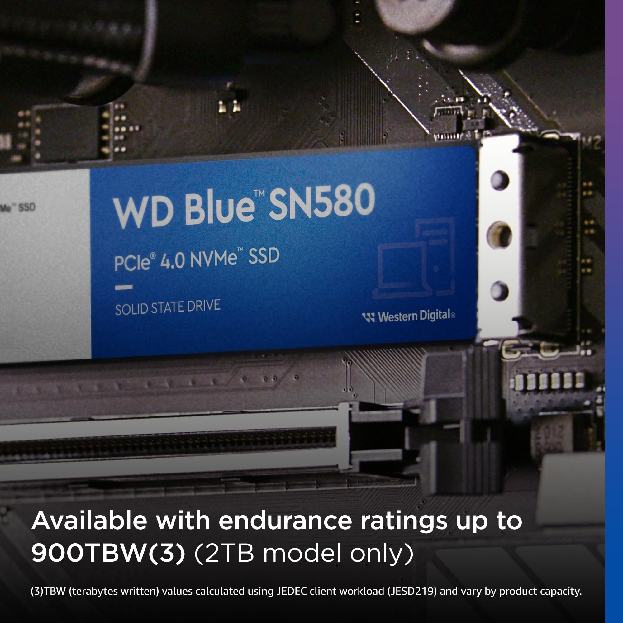 WD Blue SN580 2TB NVMe SSD - Gen4 PCIe M.2 2280 Internal Solid State Drive, Up to 4150MB/s Read Speed - Perfect for Gaming, Video Editing & PC Upgrades