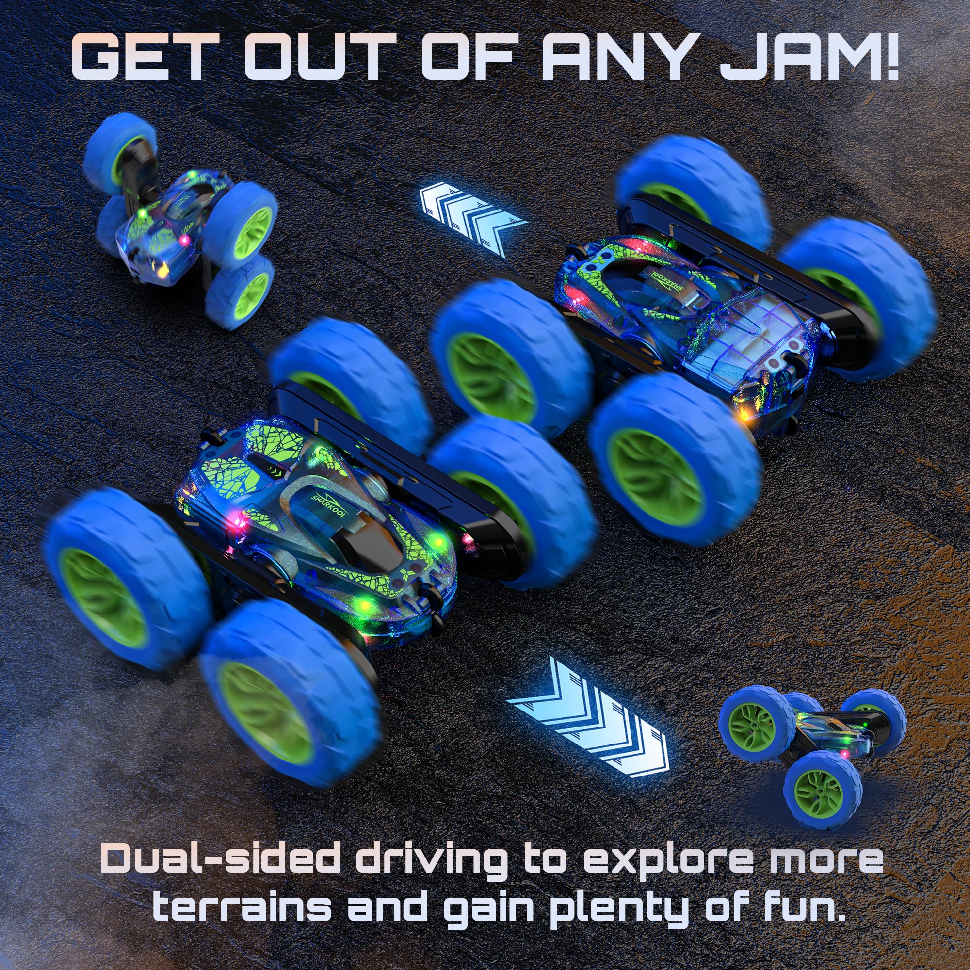 2.4Ghz Remote Control Car for Kids - LED RC Stunt Car with Flashing Lights, Off-Road Toy Gift for Boys Ages 3-8, Perfect for Indoor & Outdoor Play, Birthday & Christmas Presents