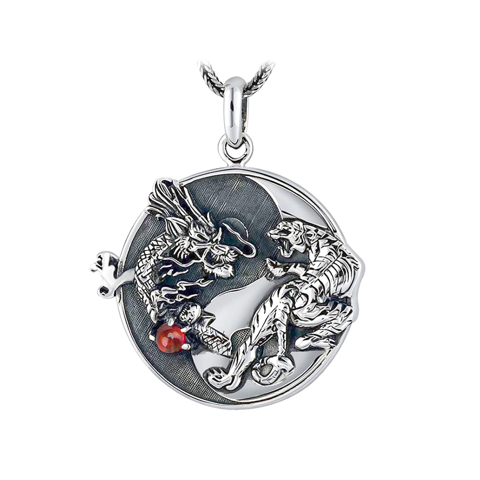 925 Sterling Silver Necklace for Men & Women - Vintage Dragon, Tiger Coin, Scorpion & Anchor Pendant Necklace - Unique Jewelry Gift for Birthday, Anniversary & Special Occasions