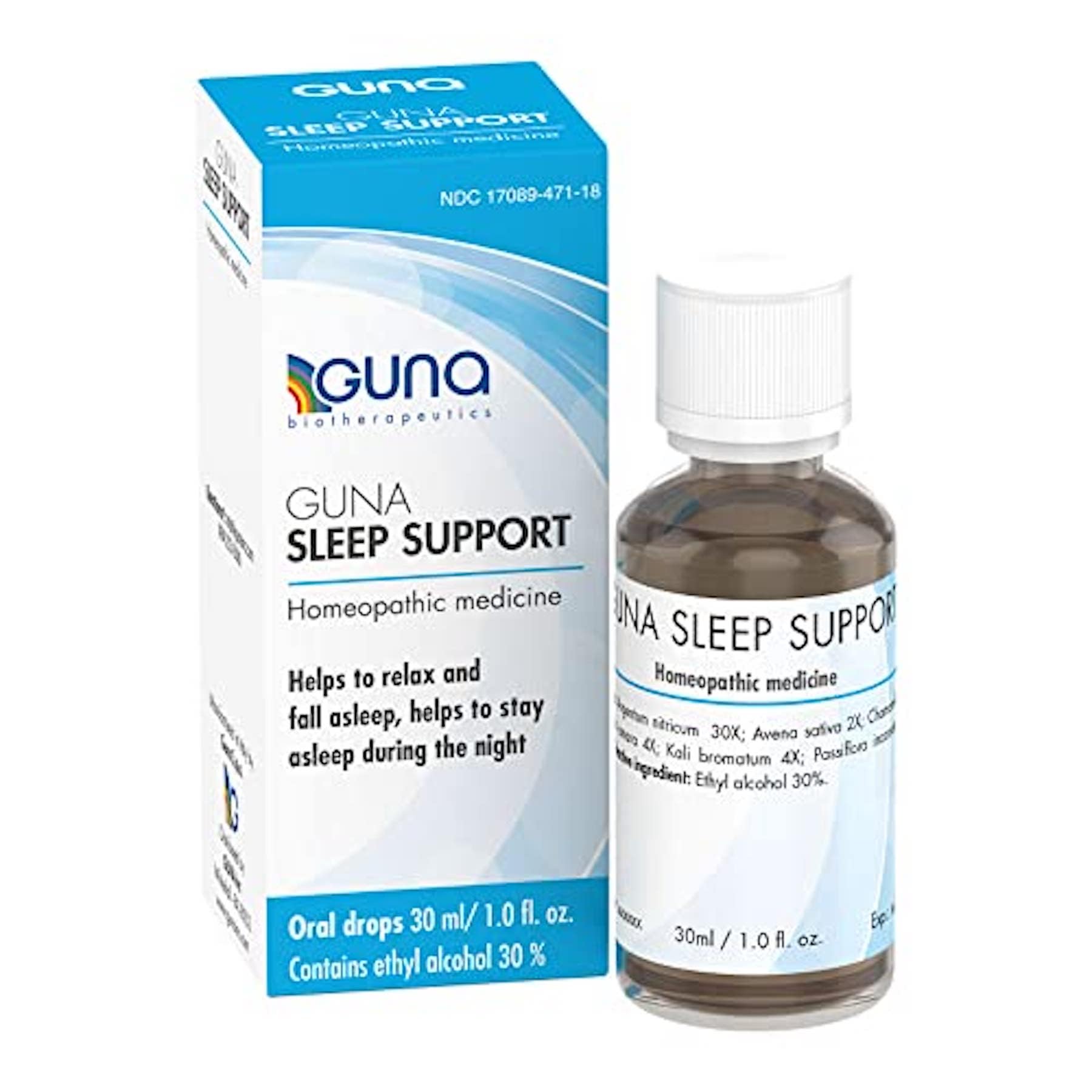 GUNA Sleep Support - Natural Homeopathic Sleep Aid, Melatonin-Free & Non-Habit Forming (1 oz) | Promotes Relaxation & Deep Sleep for Adults & Seniors