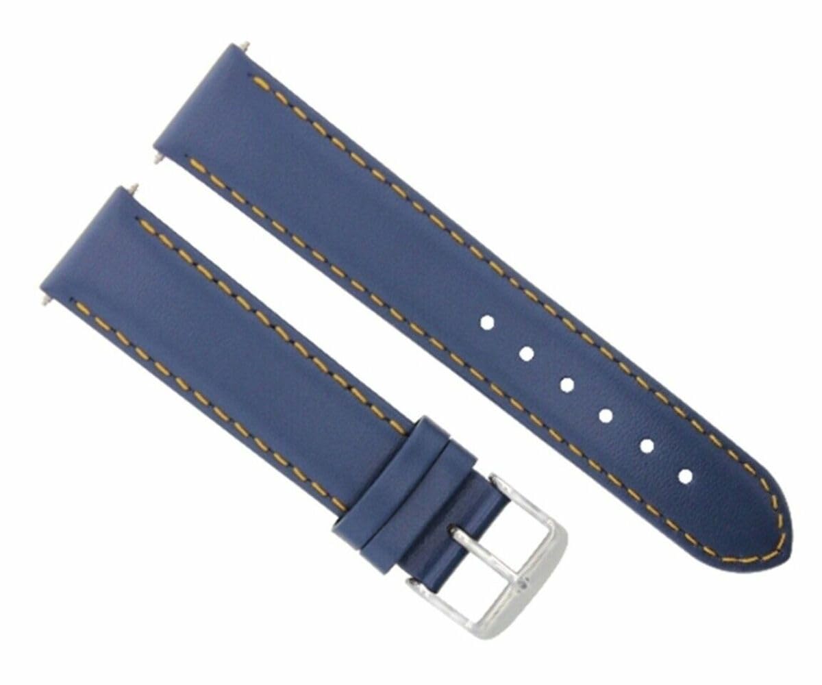 18mm Smooth Leather Watch Band Strap for Men's Tudor Watch - Blue Genuine Leather with Orange Stitching - Replacement Strap for Everyday Wear, Business & Casual Occasions