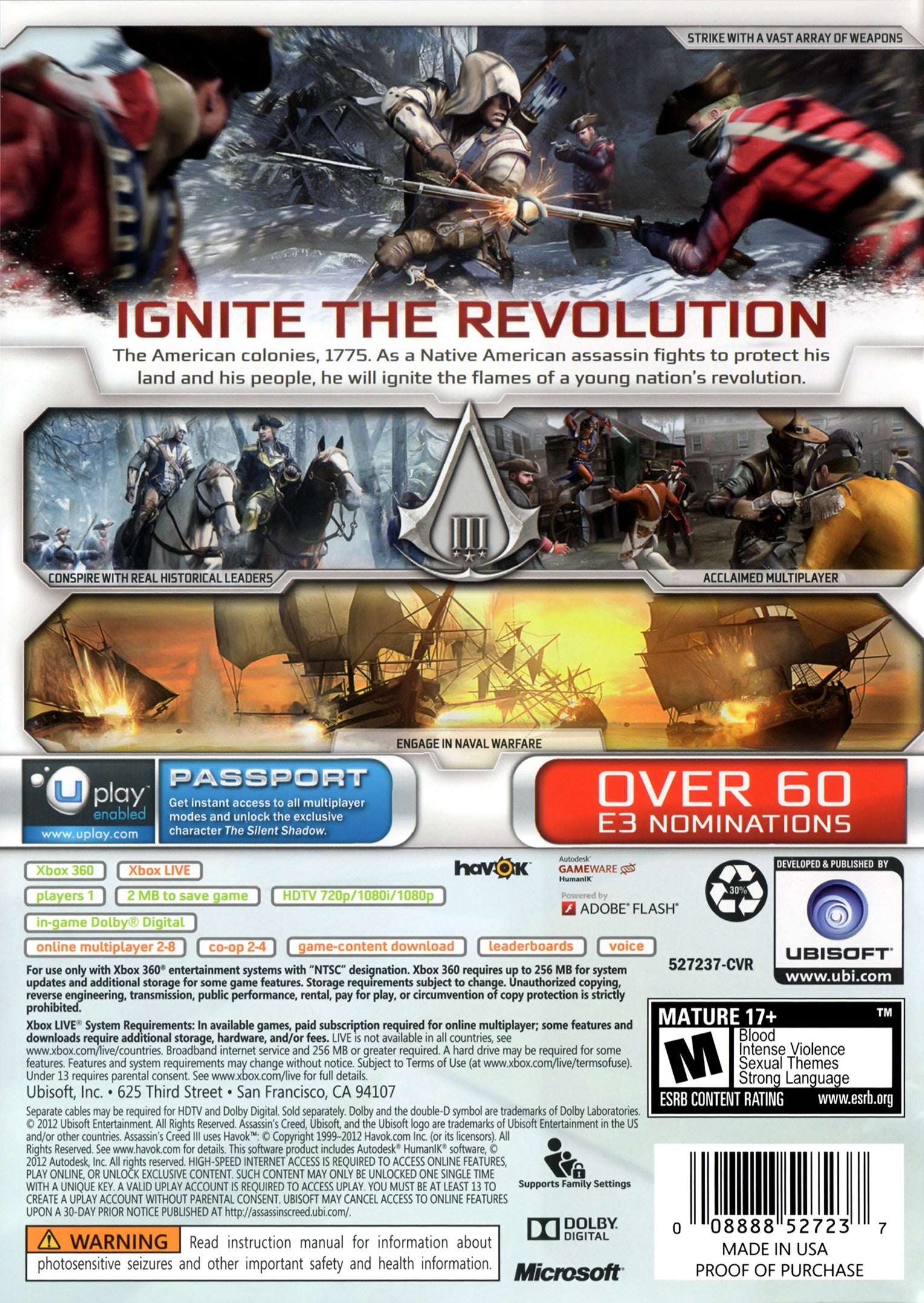 Assassin's Creed III Game [2 Discs] - Xbox 360/PS3 - Action-Adventure Historical Game for Ultimate Gaming Experience