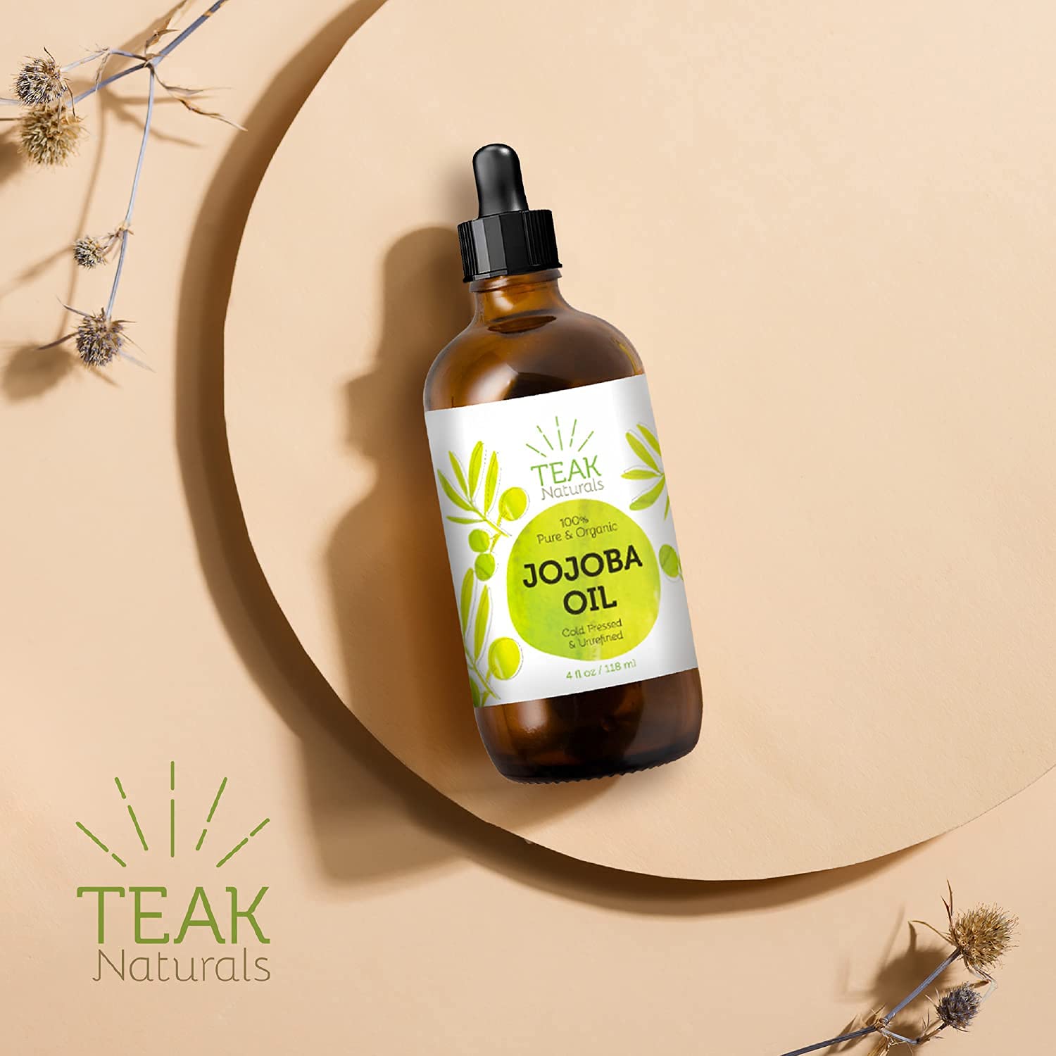 Organic Cold Pressed Jojoba Oil - 100% Pure & Unrefined Moisturizer for Skin, Hair & Nails - 4oz Natural Hydrating Treatment for Face, Body & Cuticles - Perfect for DIY Beauty & Massage Therapy