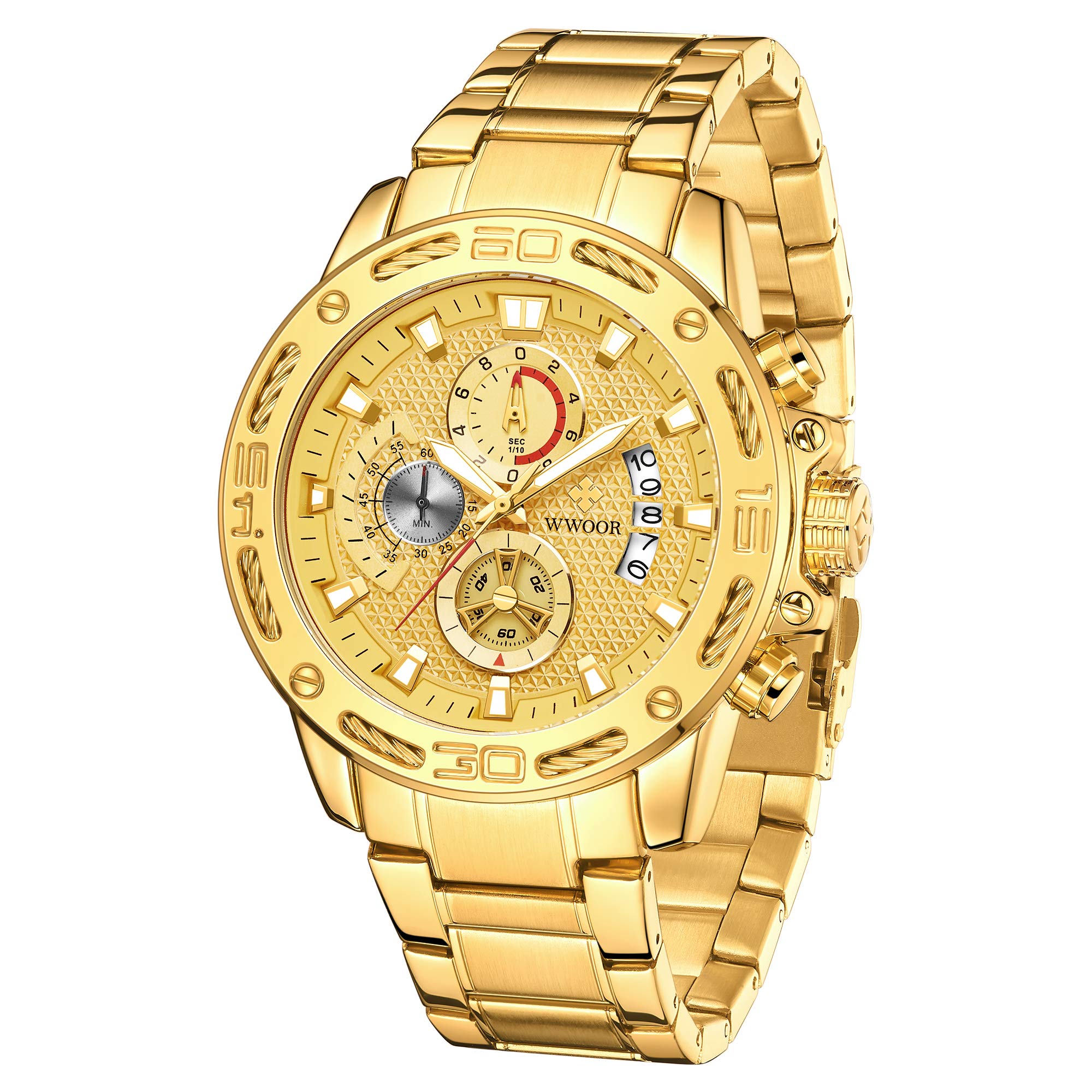 Luxury Men's Chronograph Watch - Stainless Steel, Waterproof, Date Display for Casual & Business Wear