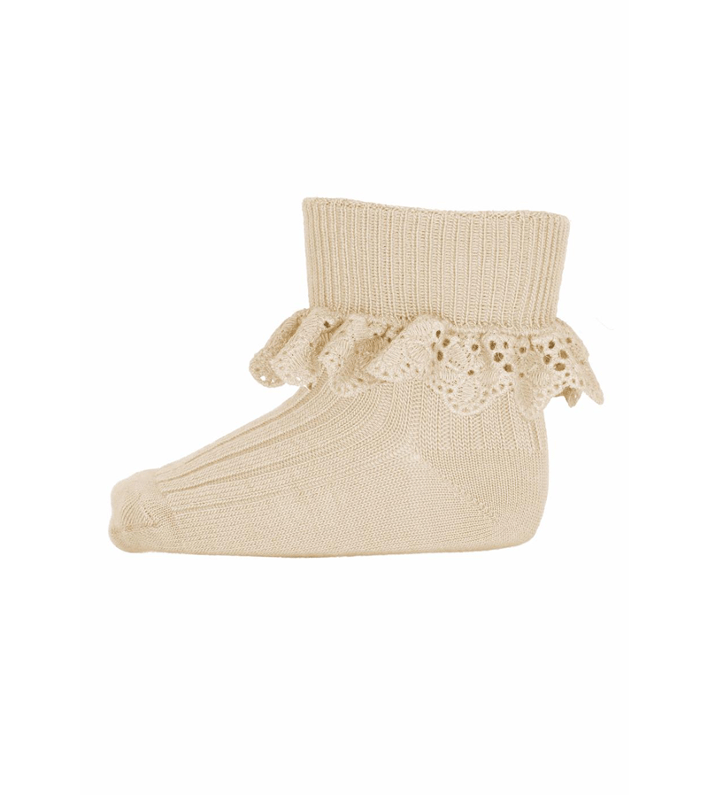 Ecru Lea Lace Wool Socks by mp Denmark - Warm Winter Knit Socks for Women, Cozy Home & Outdoor Wear