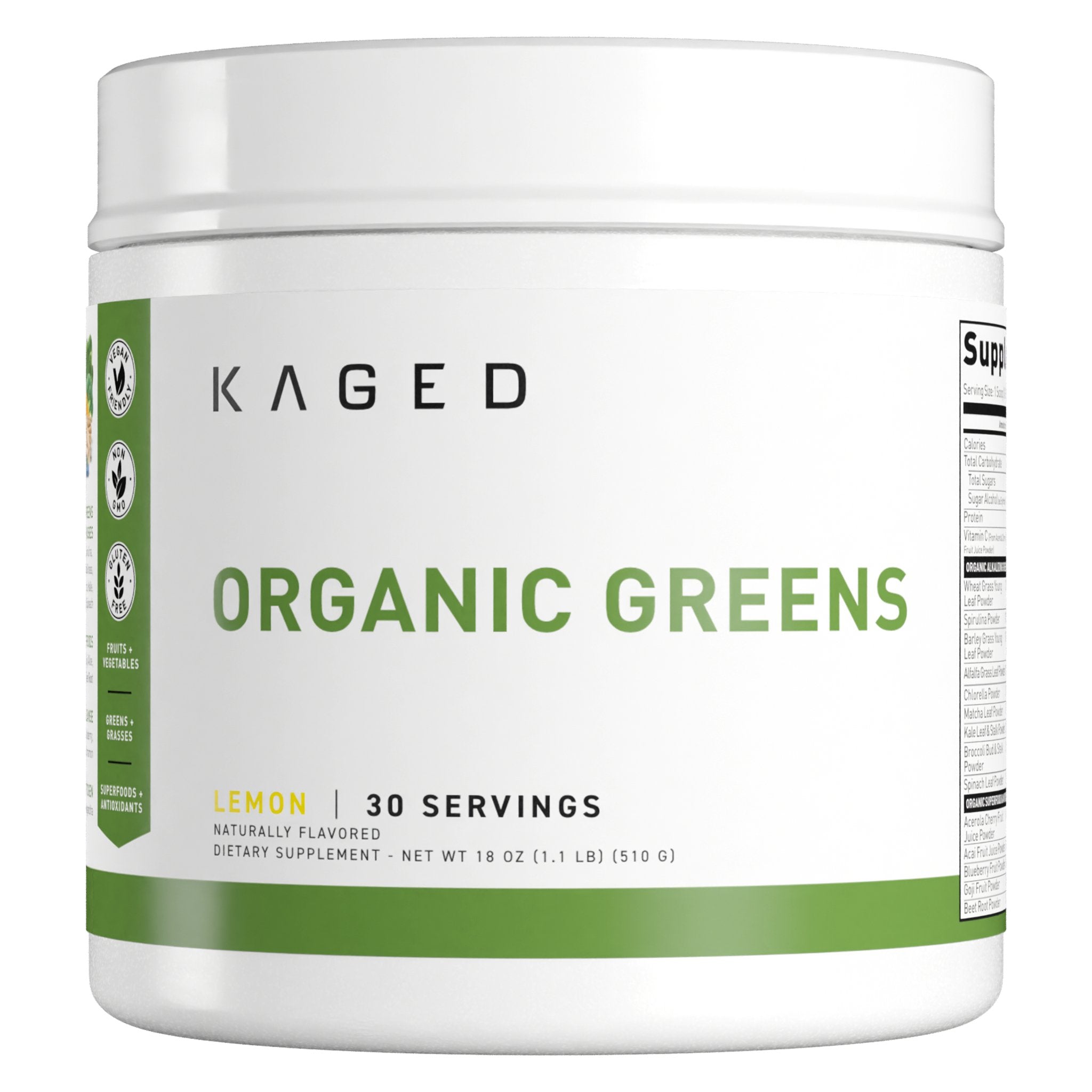 KAGED Organic Superfood Greens Powder - Vegan, Gluten-Free & Non-GMO for Energy & Digestion | Perfect for Smoothies, Juices & Daily Nutrition Boost