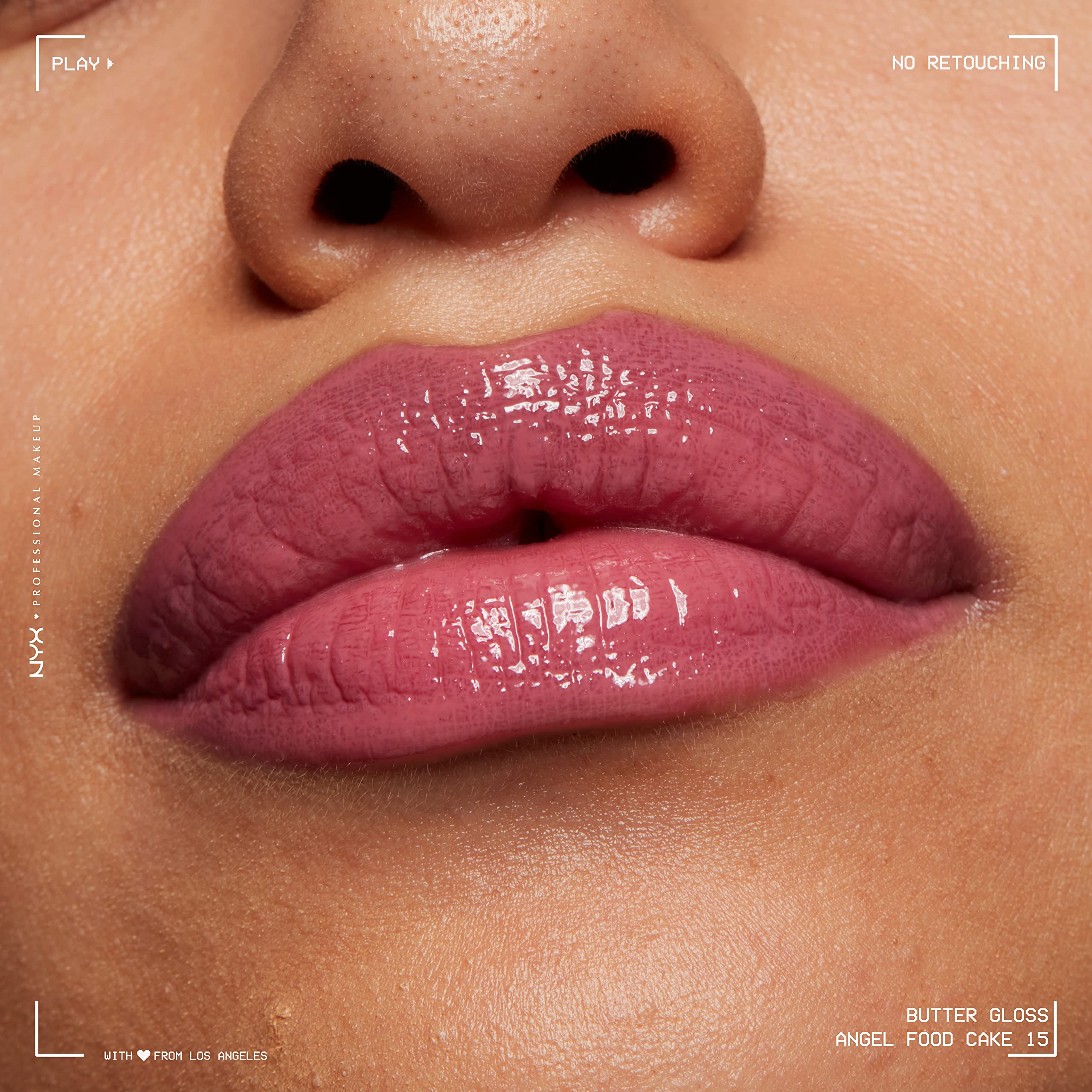 NYX Professional Makeup Butter Gloss - Non-Sticky Lip Gloss in Angel Food Cake (True Mauve) - Hydrating & Shiny for Everyday Wear & Special Occasions