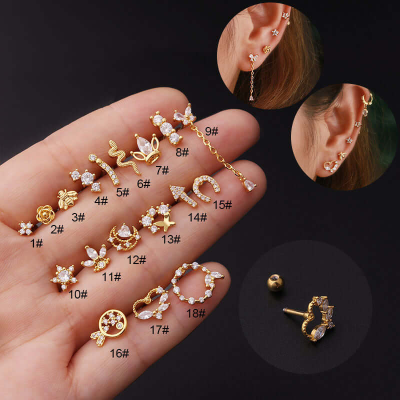 16G Bumble Bee Conch Stud Helix Piercings - Hypoallergenic Surgical Steel Earrings for Cartilage, Tragus & Helix | Perfect for Everyday Wear & Unique Style