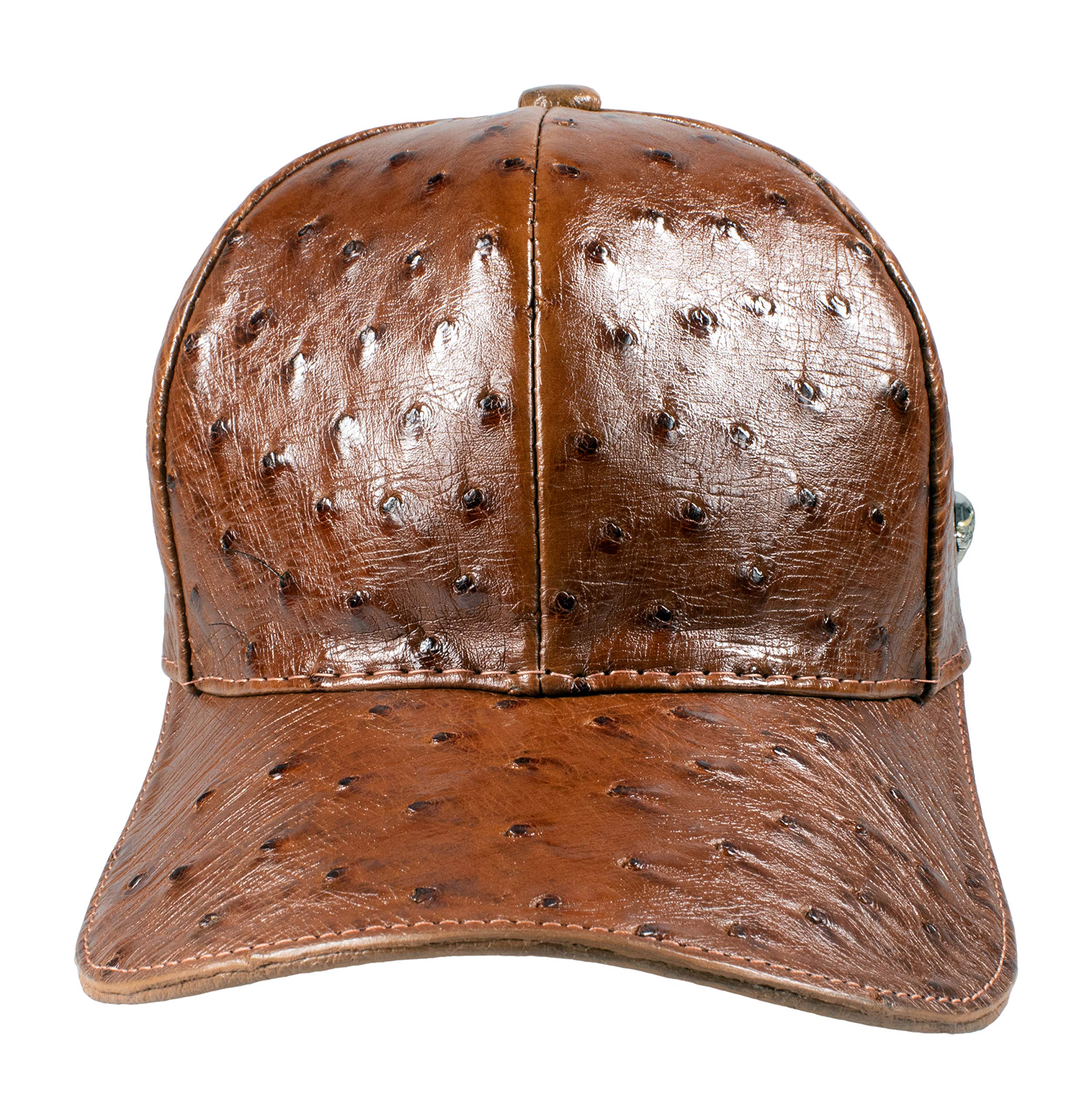 Exotic Genuine Ostrich Leather Cap Hat & Wallet Set - Cognac Brown | Stylish Cowboy Hat & Slim Bifold Wallet for Men | Perfect for Western Fashion, Rodeo Events & Outdoor Adventures