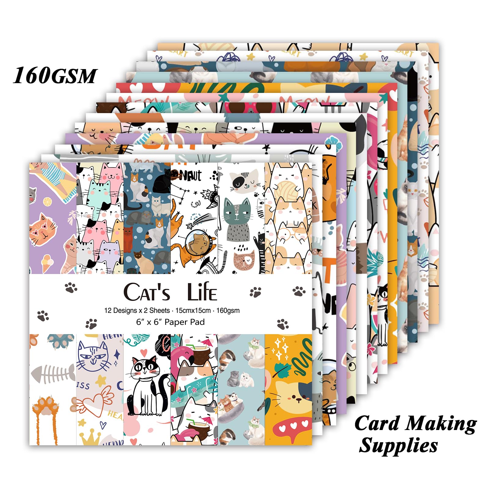 24 Sheets 12 Designs Scrapbook Paper Pad, 6