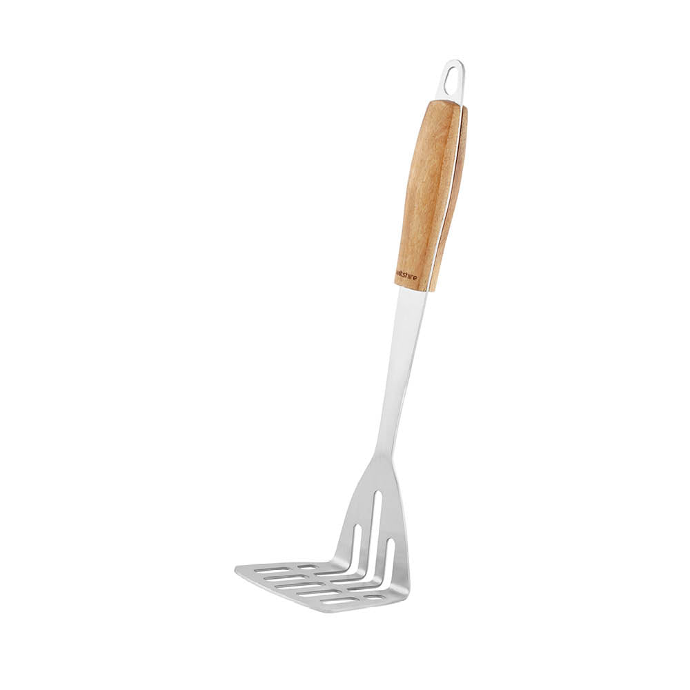 Premium Wooden Handle Potato Masher - Heavy Duty Stainless Steel Kitchen Tool for Smooth Mashed Potatoes, Perfect for Thanksgiving, Baby Food & Home Cooking