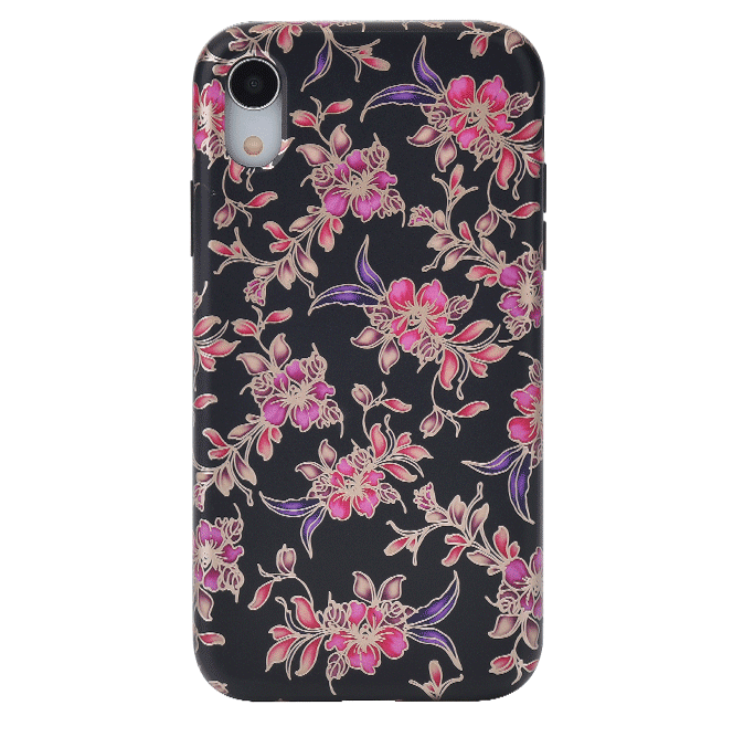 Elegant Midnight Floral Rose Gold Chrome iPhone Case - Stylish Protective Cover for iPhone 13/14/15 Pro Max - Perfect for Everyday Use, Parties & Special Occasions