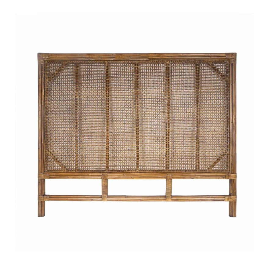 Cayman Rattan Hamptons Queen Size Bed Headboard - Natural Wicker Rattan Headboard for Coastal & Boho Bedroom Decor - Perfect for Beach House, Guest Room or Master Bedroom