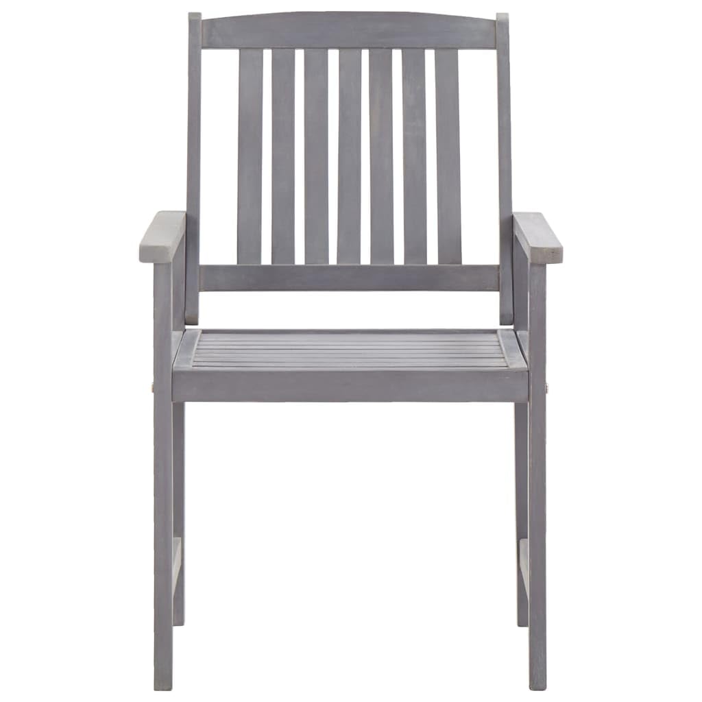 5-Piece Acacia Wood Patio Dining Set with Table & 4 Chairs - Durable Gray Outdoor Furniture for Garden, Backyard, and Poolside Relaxation