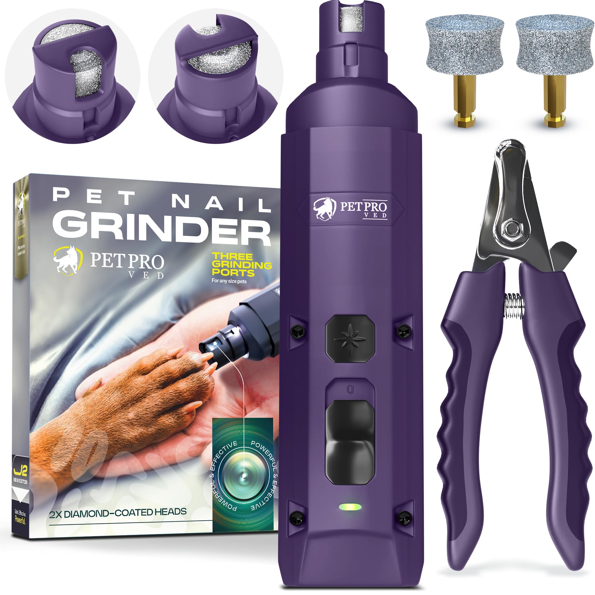 **PETPROVED Silent Electric Dog Nail Grinder – Safe & Gentle Pet Nail Trimmer for Dogs & Cats – Low Noise Claw Grinder with Nail File – Perfect for Grooming at Home or Professional Use**