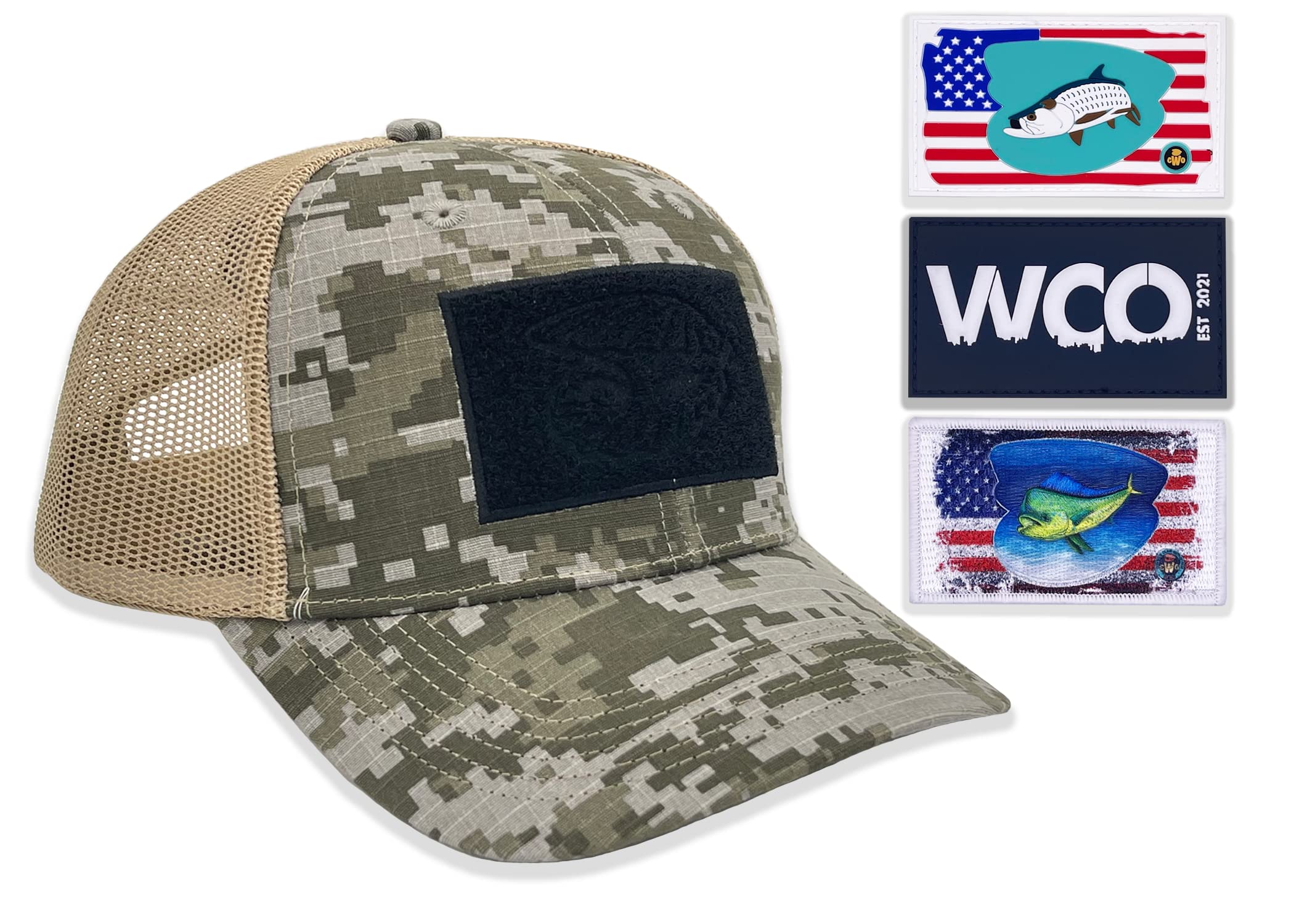 High Performance Fishing Trucker Hat for Men - Interchangeable Patches, UV Protection & Breathable Mesh - Perfect for Outdoor Fishing, Boating & Summer Activities