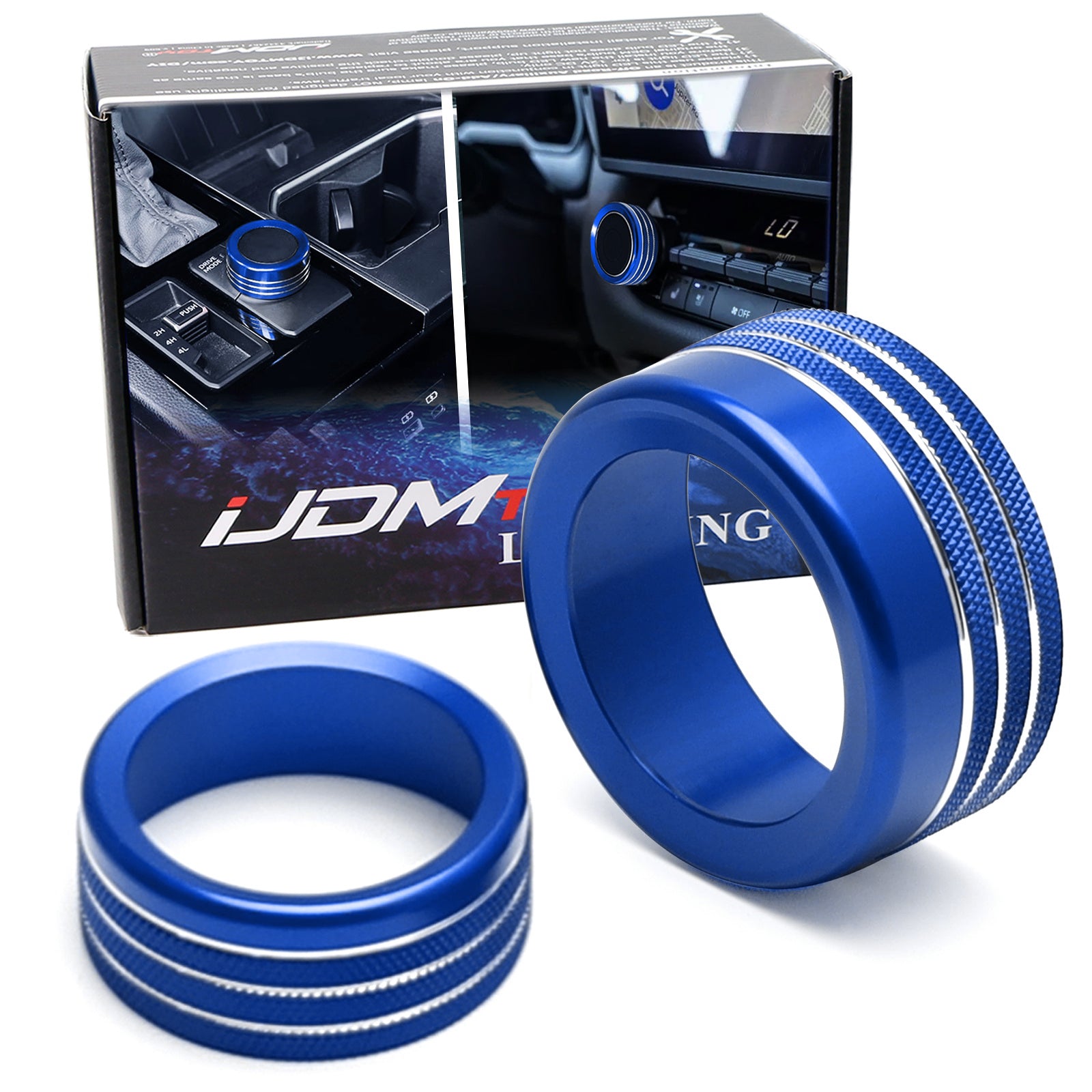 2 TRD Blue Driving Mode & Volume Knob Covers for 2022+ Toyota Tundra & Sequoia with 14