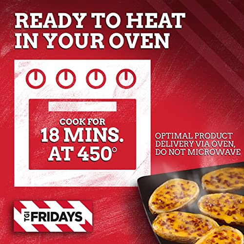 TGI Fridays Frozen Loaded Cheddar & Bacon Potato Skins Appetizers - 5 Pack (13.5 oz Each) | Easy Oven-Baked Snack for Parties, Game Nights & Family Gatherings