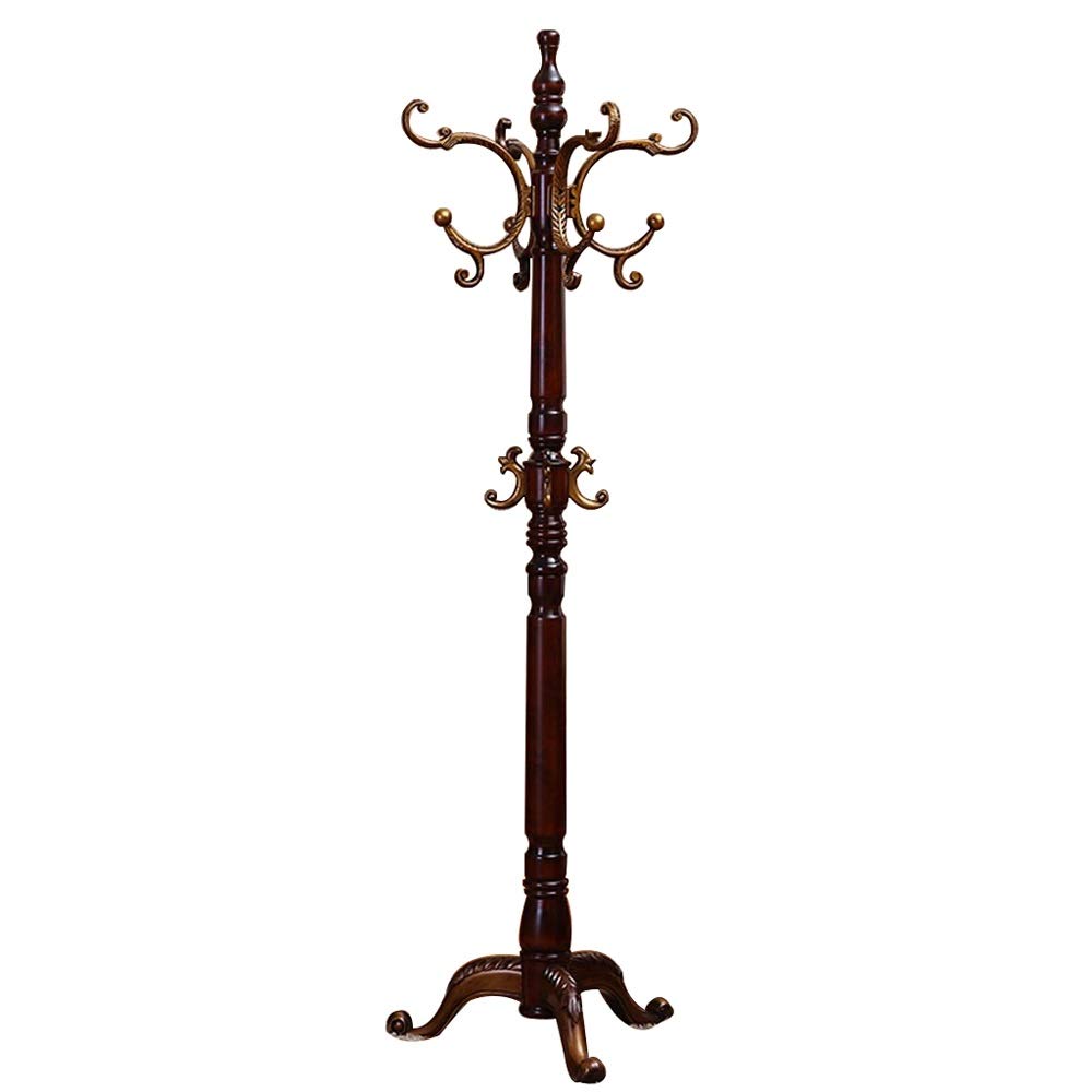 Wooden Coat Rack & Hat Stand - Hall Tree Organizer for Jackets, Scarves & Accessories - Freestanding Clothes Hanger Storage (Brown) - Perfect for Entryway, Bedroom & Mudroom Organization
