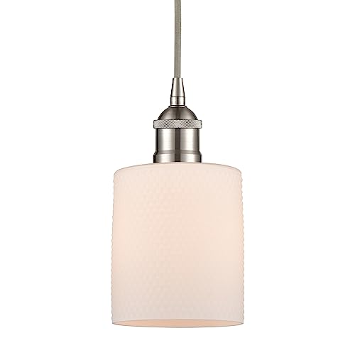 Industrial Style Mini Pendant Light - 1 Light Brushed Satin Nickel Finish - 9.75