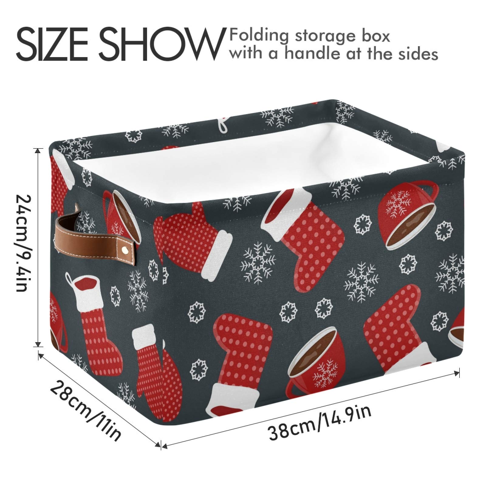 Susiyo Large Foldable Storage Bins - Collapsible Fabric Storage Baskets with PU Handles for Christmas Socks, Mittens & Home Organization (2-Pack) | Perfect for Shelves, Closet, Bedroom & Living Room Decor