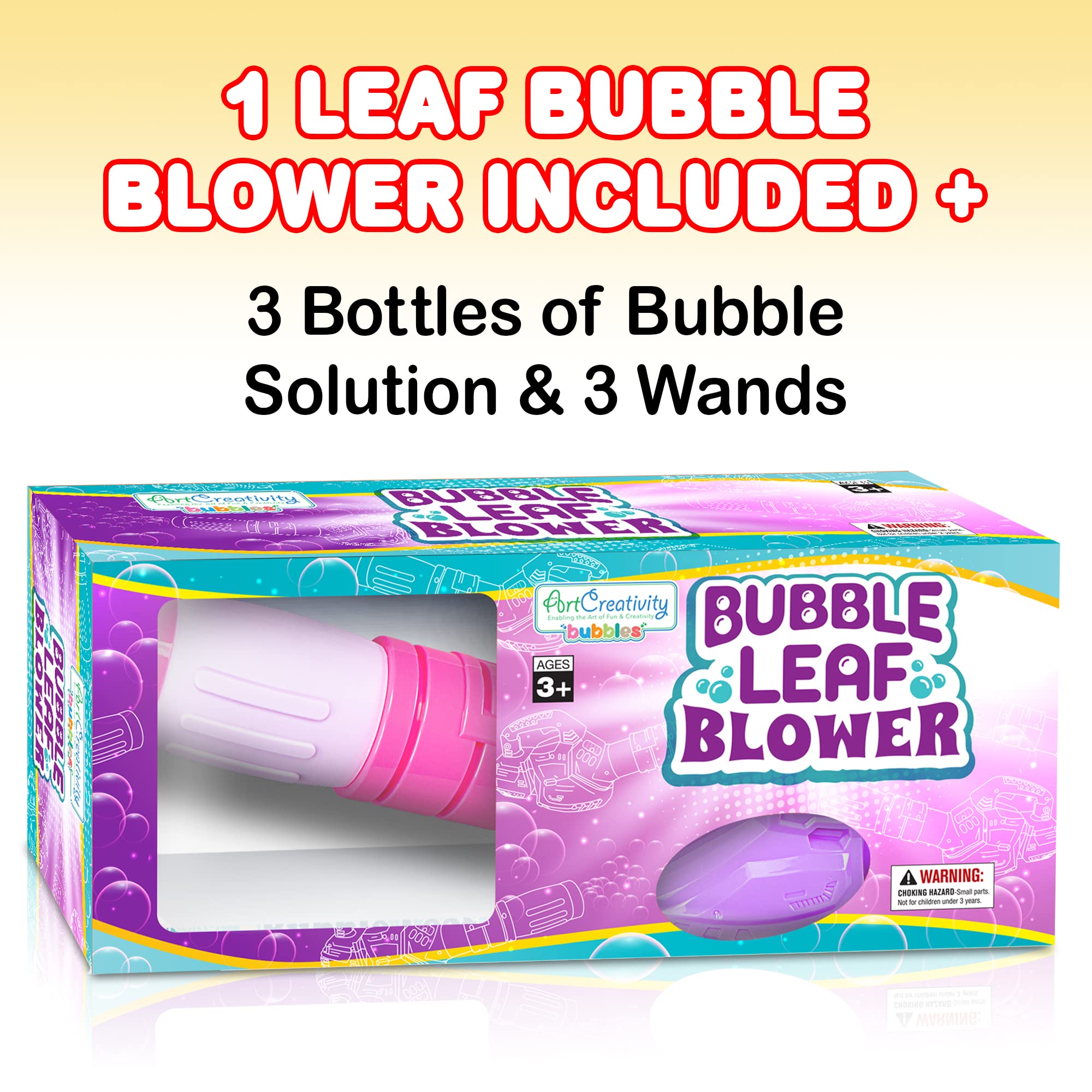 ArtCreativity Bubble Lawn Mower & Leaf Blower Set - 10 Pack Pink & Purple Bubble Machine Outdoor Toys for Toddlers Age 1-3 | Summer Backyard Fun, Birthday Gifts for Girls & Boys | Perfect for Garden Play, Park Outings & Outdoor Parties